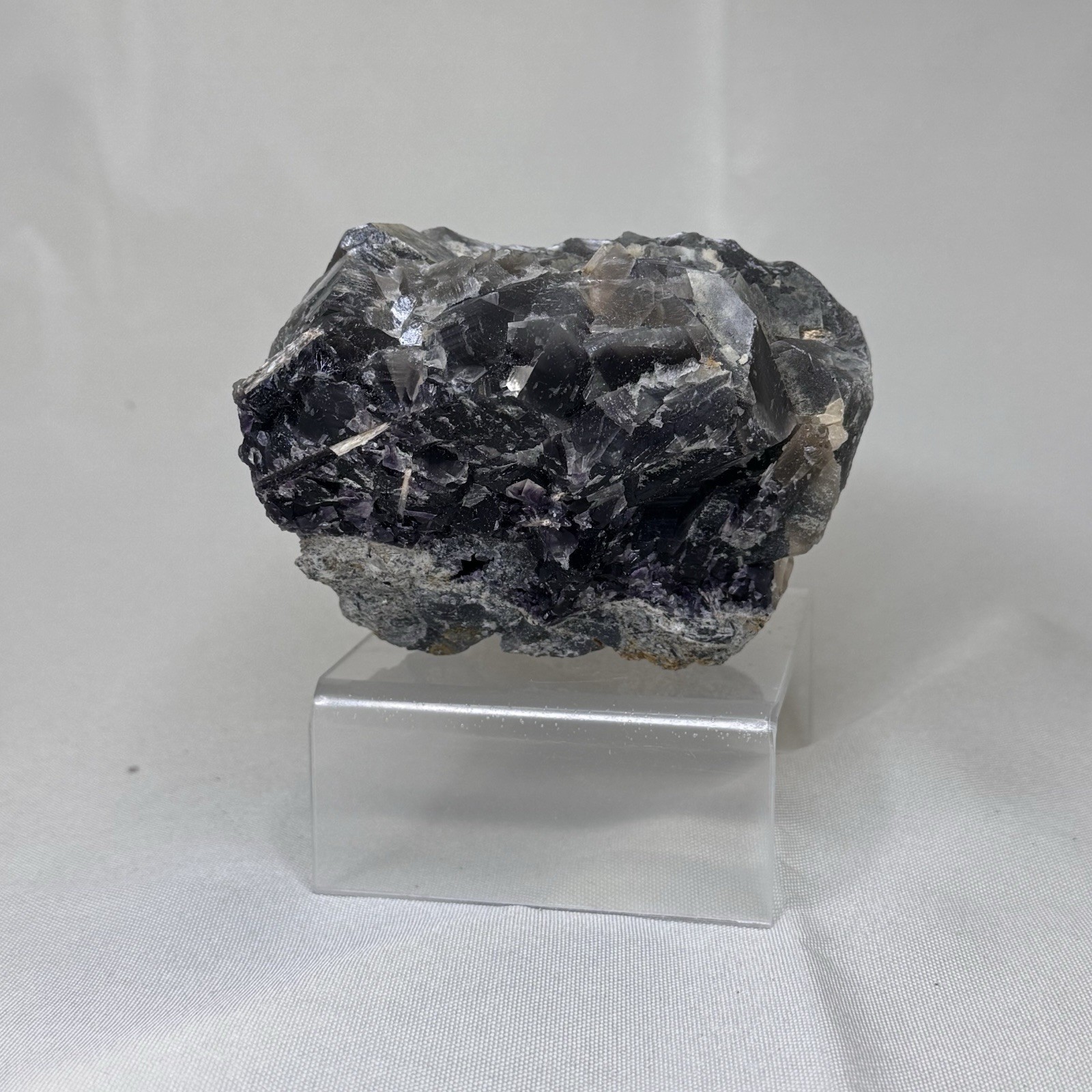 Dark Purple Cubic Fluorite Cluster 2.37 lb 4.5×5” Zoned Display