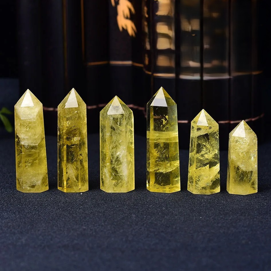 Natural Citrine Tower Point Obelisk Yellow Wealth Gemstone Mineral Home Decor