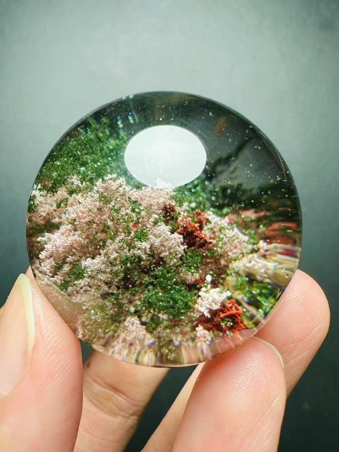 38mm Natural Garden crystal ball Quartz Sphere Healing Reiki energy