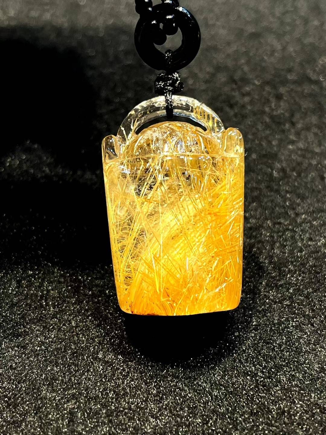 33*22*21mm A++ Natural Gold Rutilated Quartz Titanium Crystal Pendant 1pc