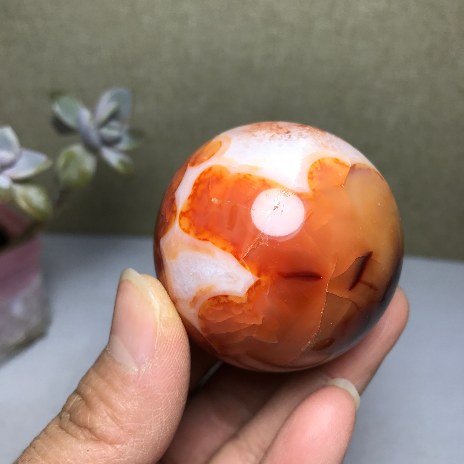 48mm Natural red agate sphere ball Crystal polish/rough specimens 160g A2975