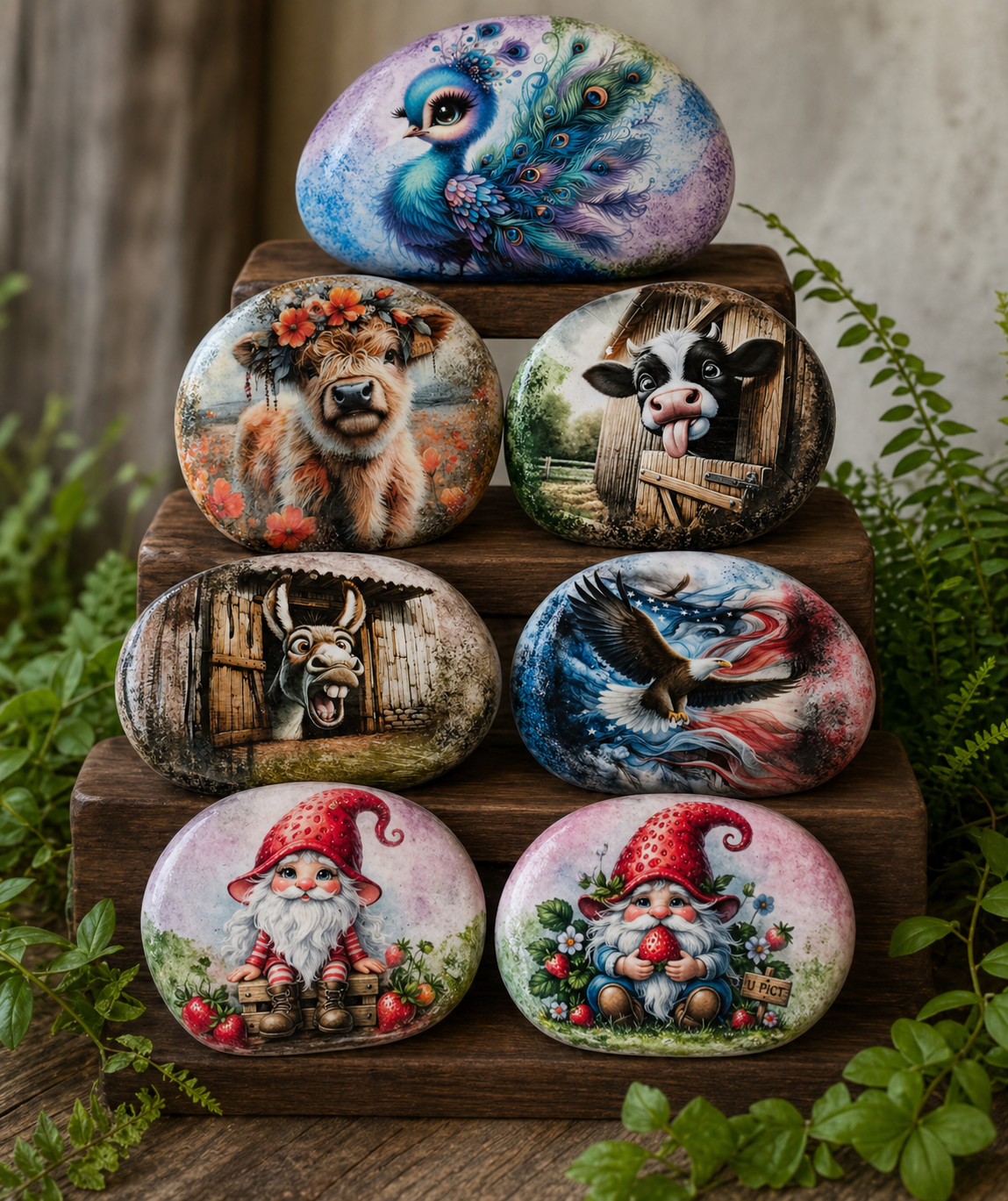 Floral Lamb Painted Rock – Hand Designed Upcycled Stone – Cute Sheep Gift – Cott