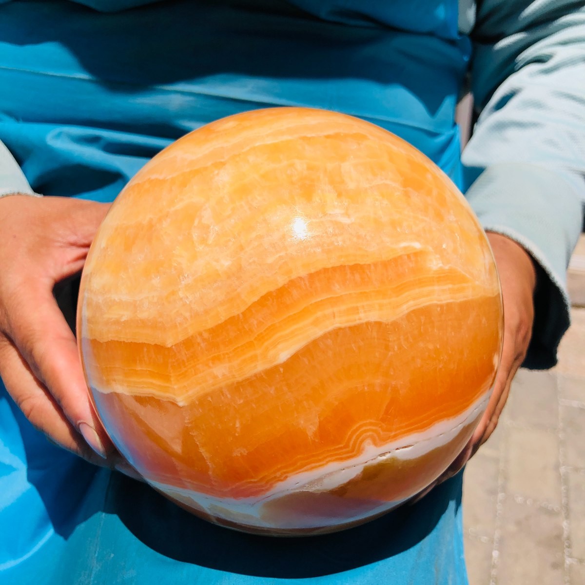 4110G Top Natural Yellow Calcite Ball Quartz Crystal Ball Reiki Healing 5526