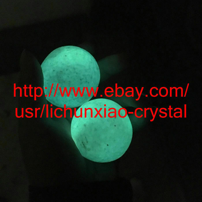 2pcs “Glow In The Dark” Tibetan Wealth-God Ancient Luminous Stone Old Dzi Bead