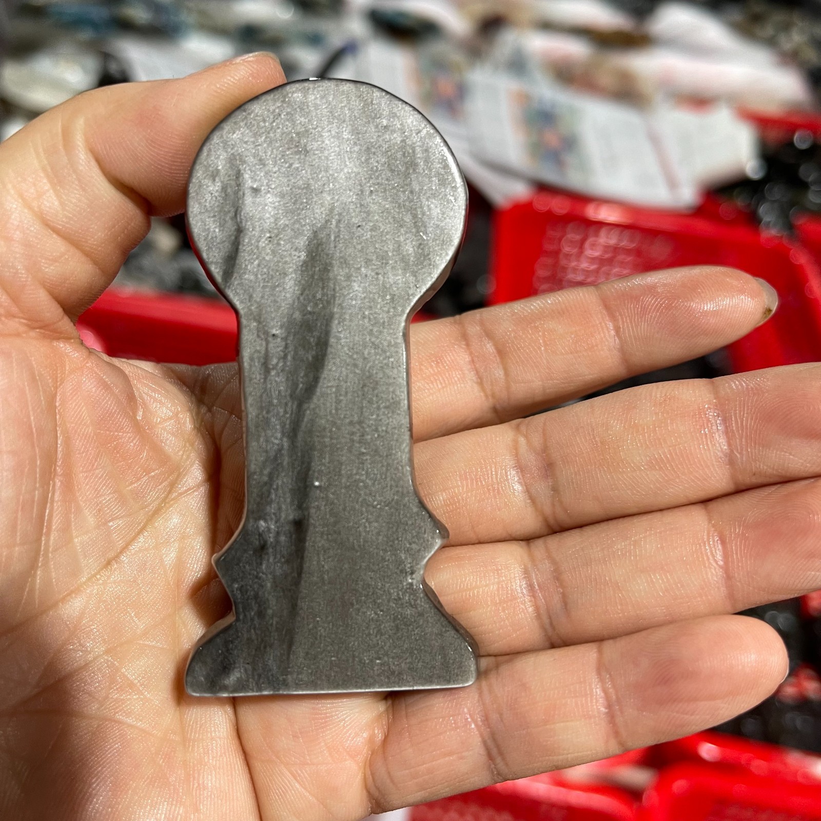 1pcs Nature Silver Sheen Obsidian Hecate Goddess Statue Greek Moon Goddess 8cm