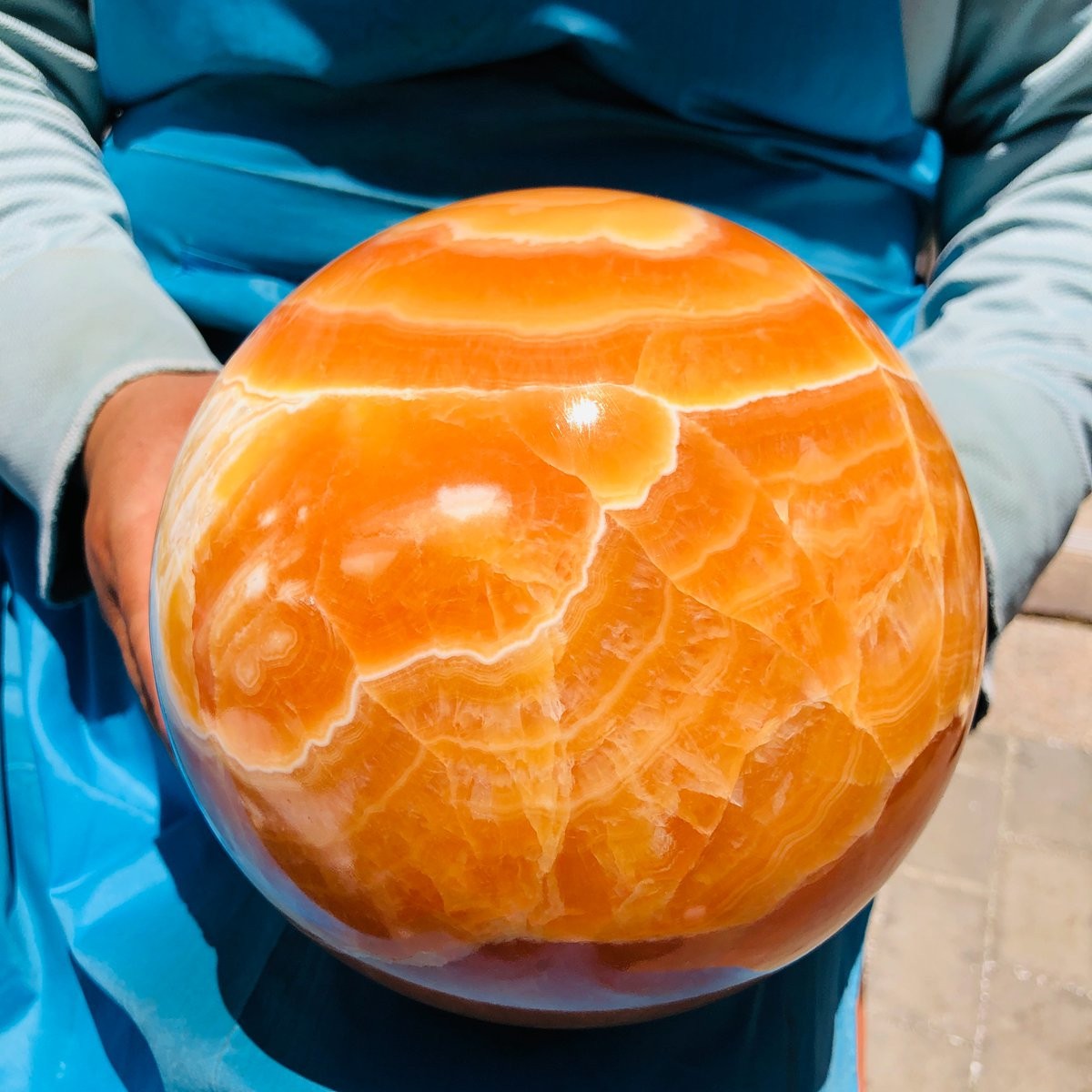 6130G Top Natural Yellow Calcite Ball Quartz Crystal Ball Reiki Healing 5523