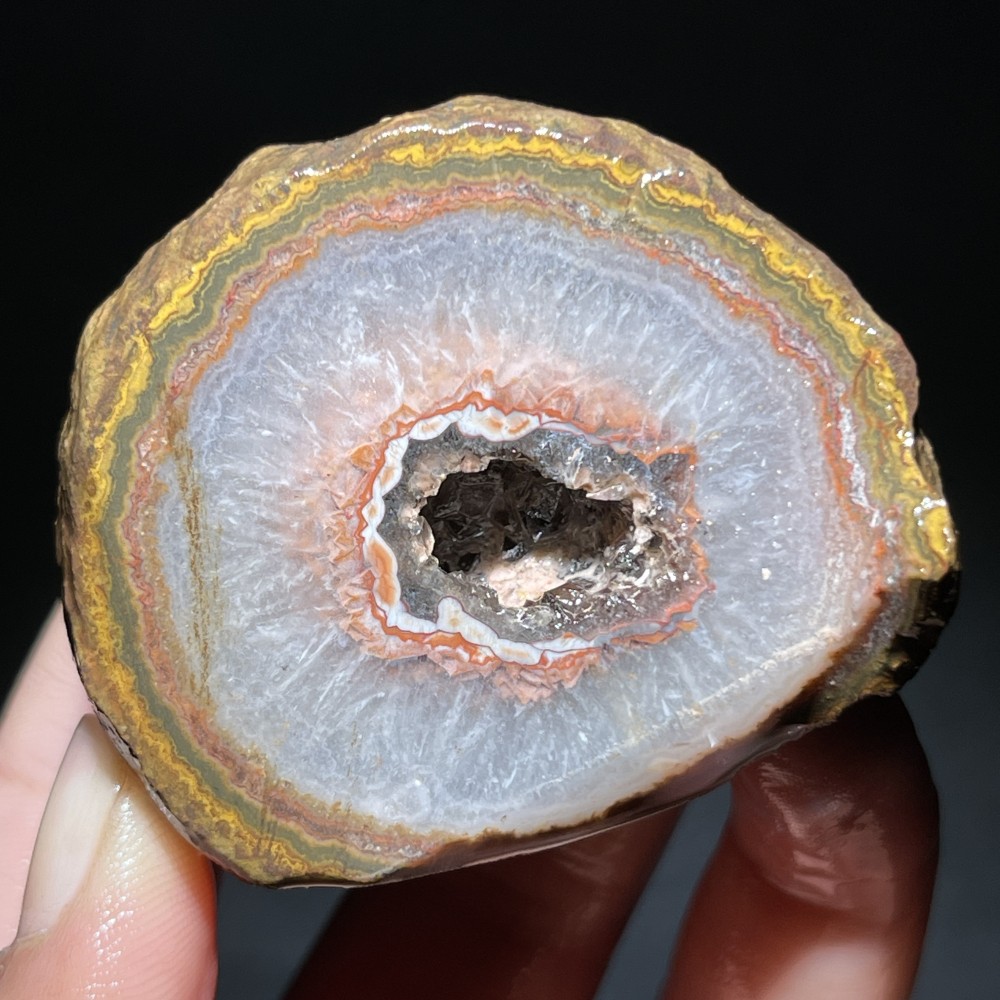 Natural half Rough Chinese Agate crystal geode Achat Nodule Hebei 81g D544