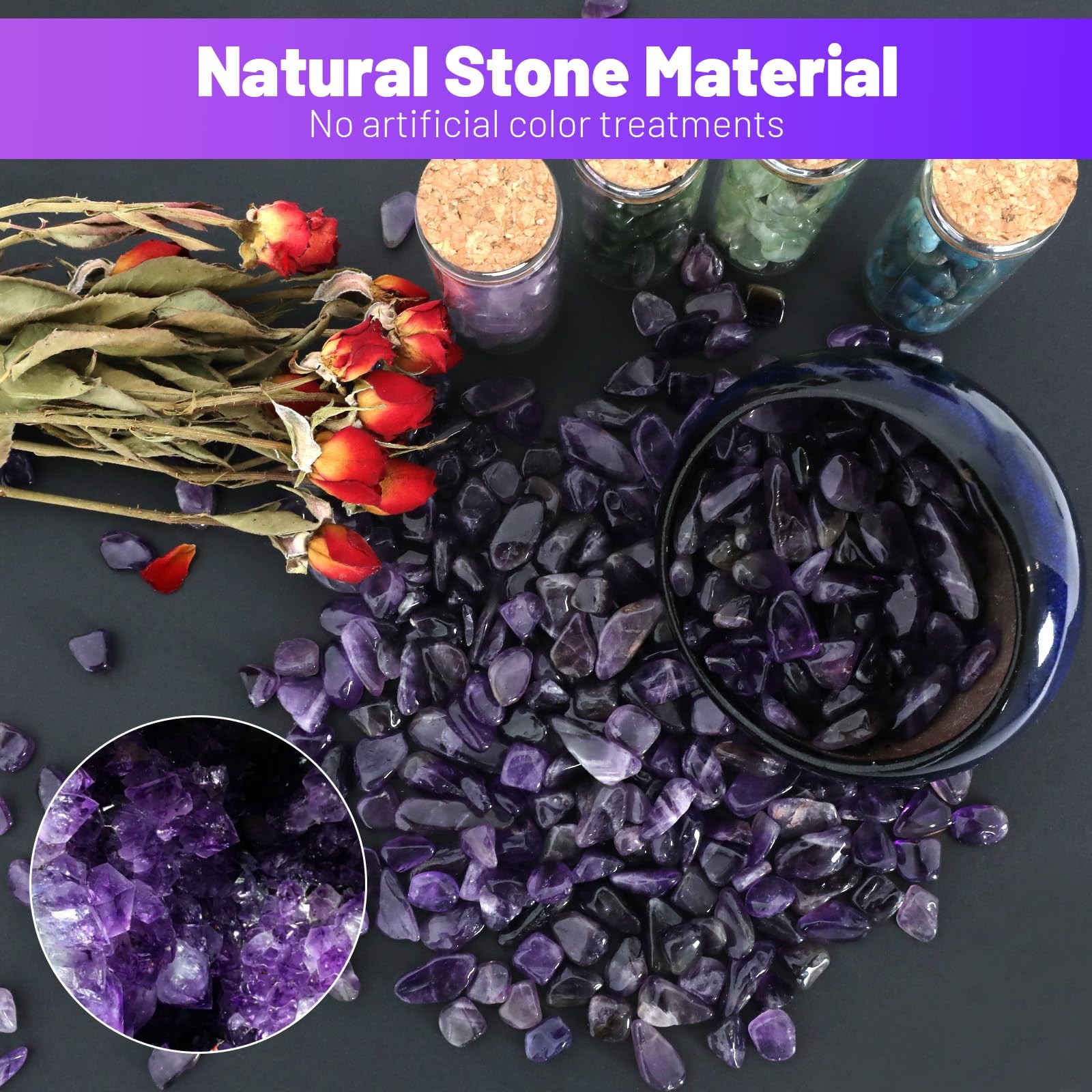 1.1lb Natural Crushed Amethyst Crystal Chips Bulk Tumbled Healing crystals