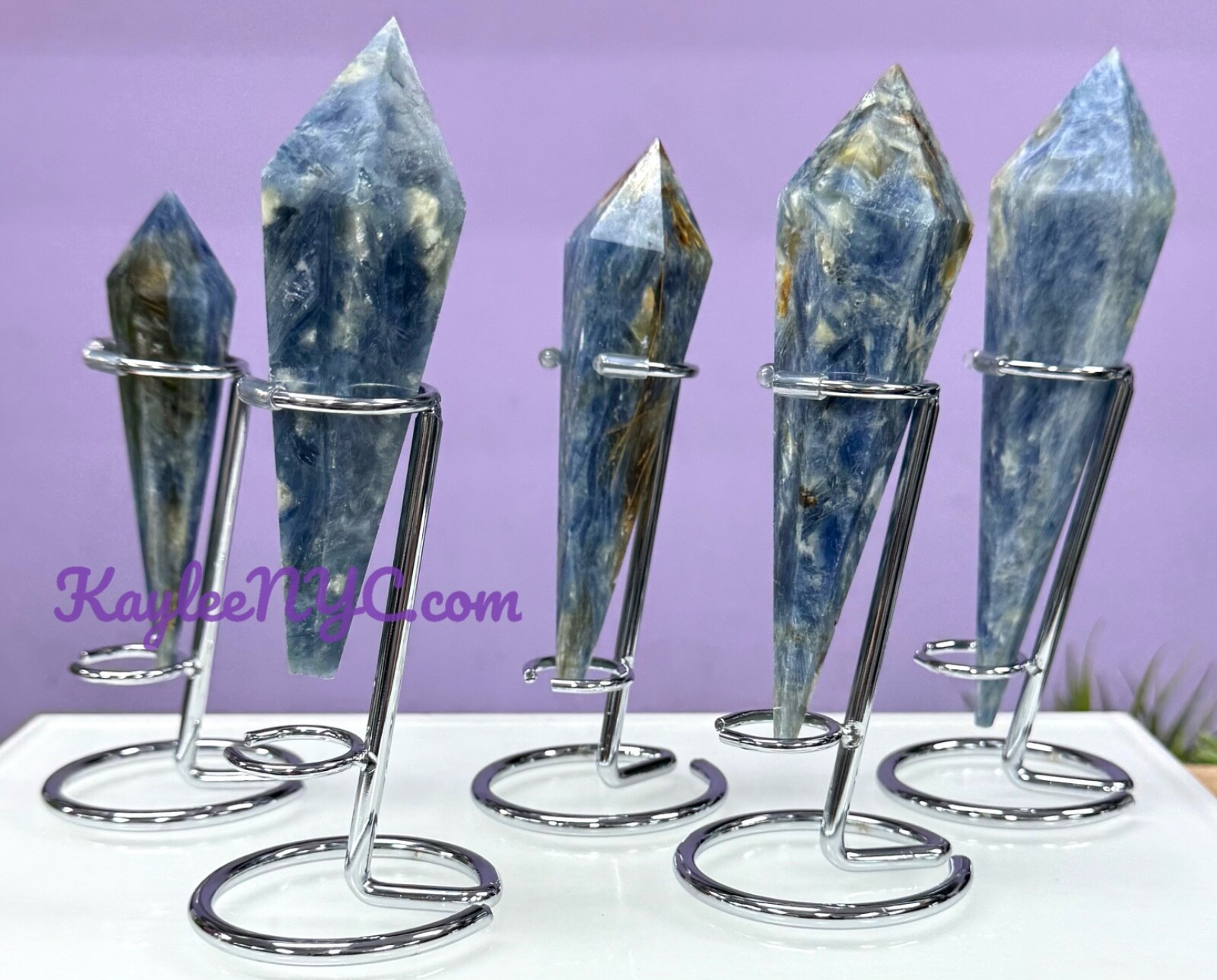 Wholesale Lot 5 PCs Natural Blue Kyanite Scepter W Stand Crystal Healing