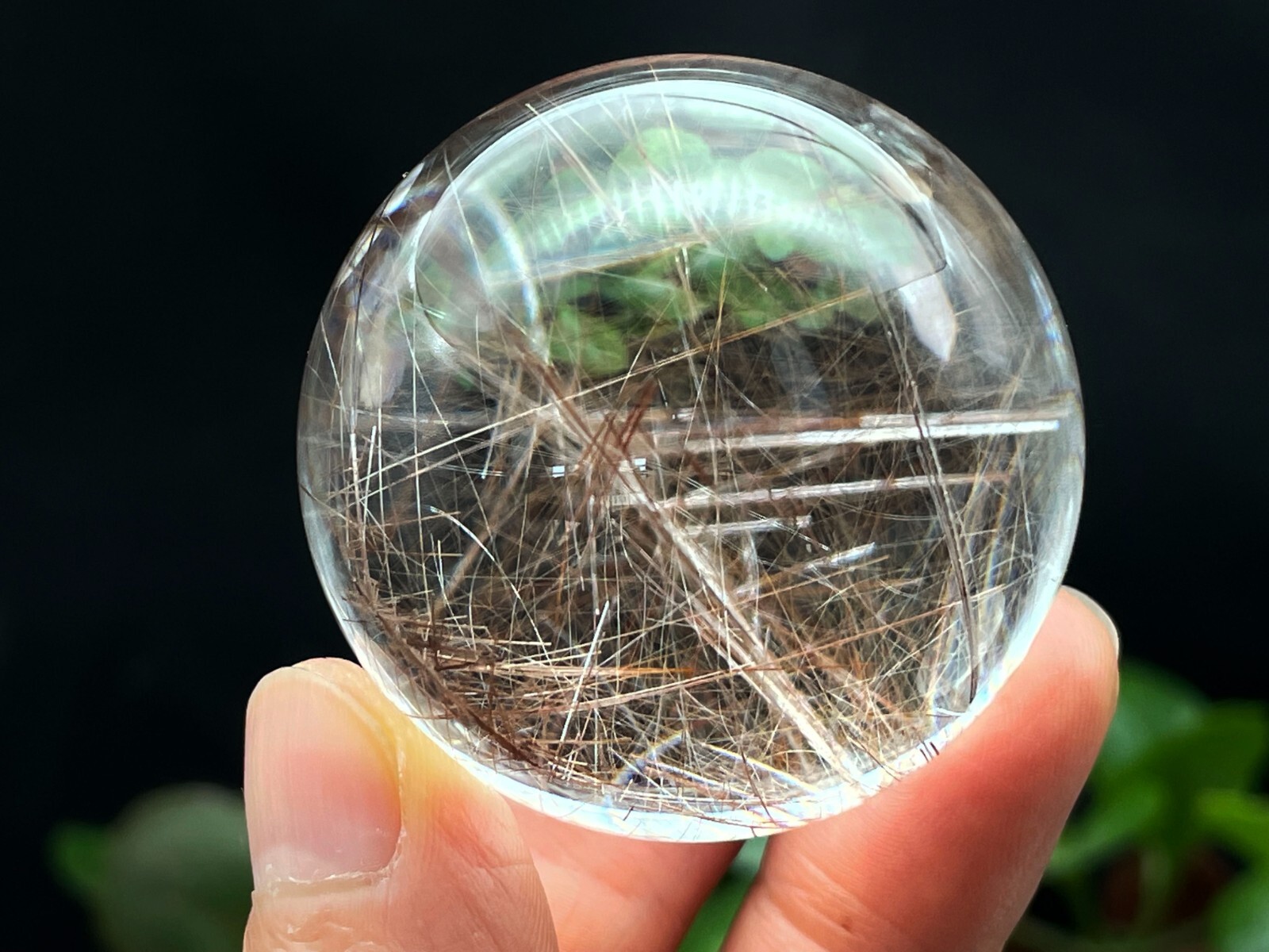 Red Rutilated Crystal Shpere Ball Housewarming Gift Home Decor E052028