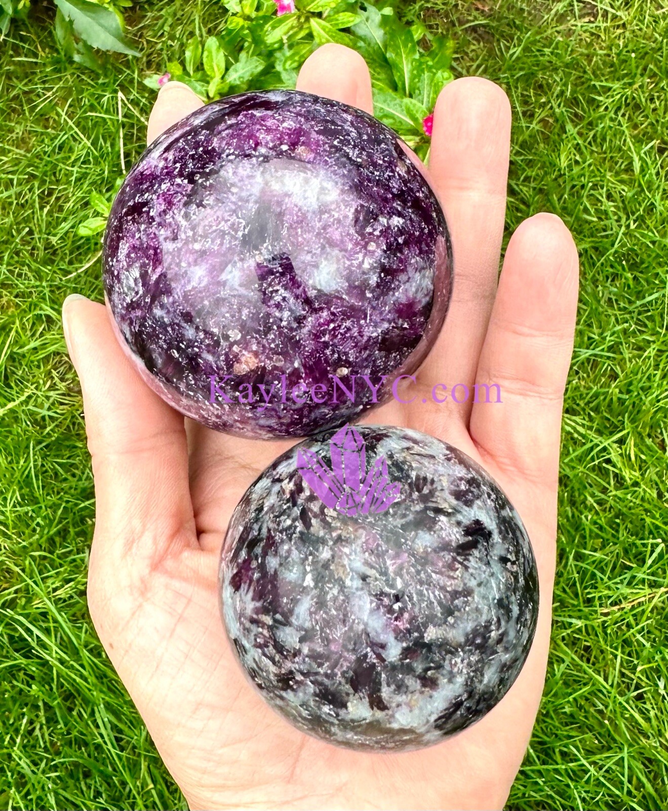 Wholesale Lot 4 Pcs Natural Lepidolite Mica Spheres Crystal Ball