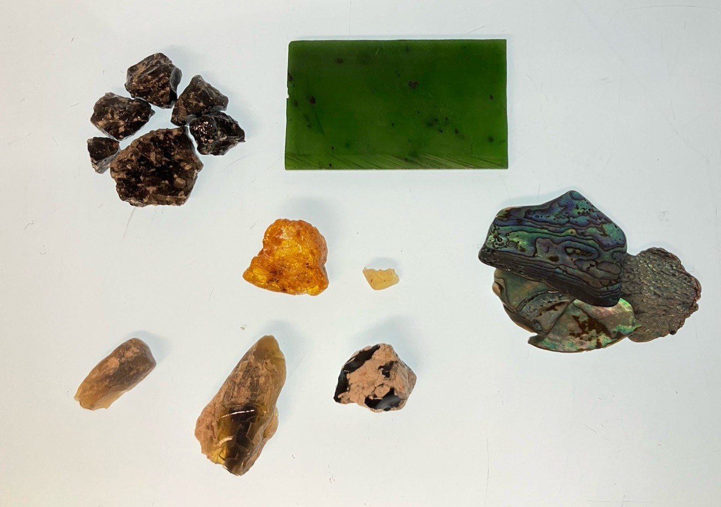 Mixed Lot Of Jade Opal Amber And Paua Shell