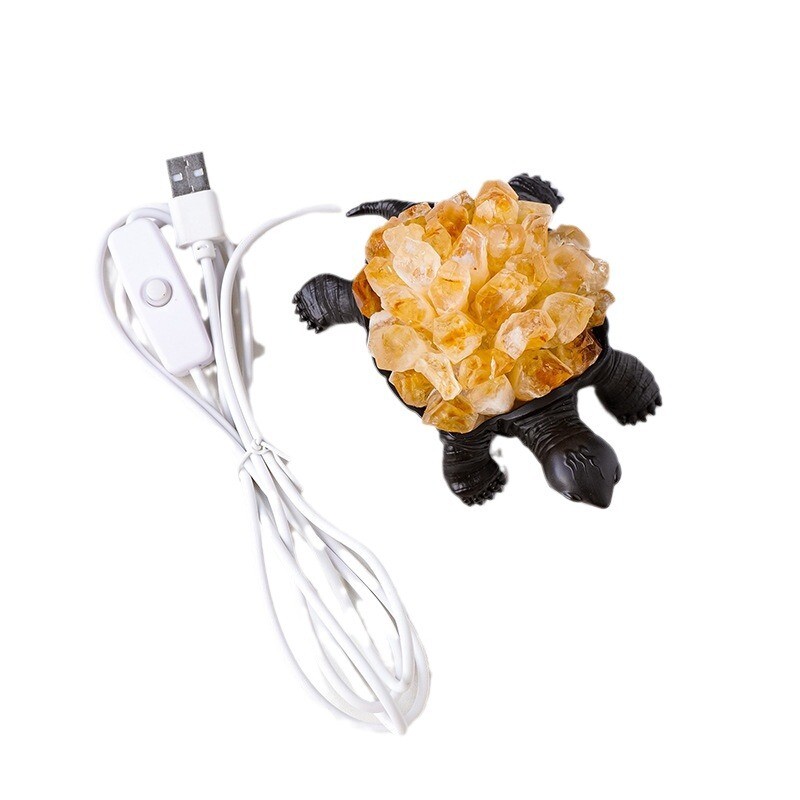 Natural Amethyst teeth Sea turtle skull Quartz Crystal USB Night lamp Gem 1PC