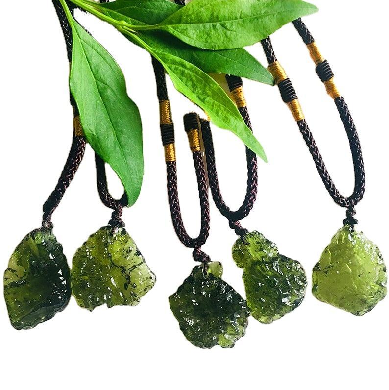 Natural Moldavite Meteorite Impact Pendant Necklace Chakra Healing Green Xmas