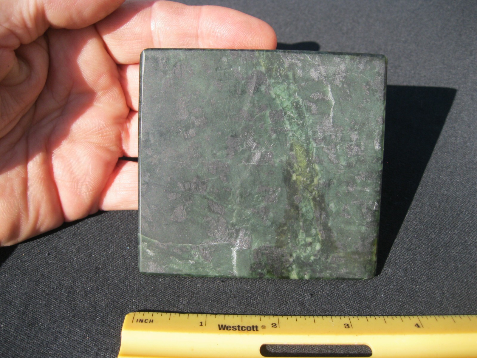 NEPHRITE JADE Slab Crystal, mineral, 3 1/2 x 3 1/4 x 1/4″ 5.3 oz. / 151 g.