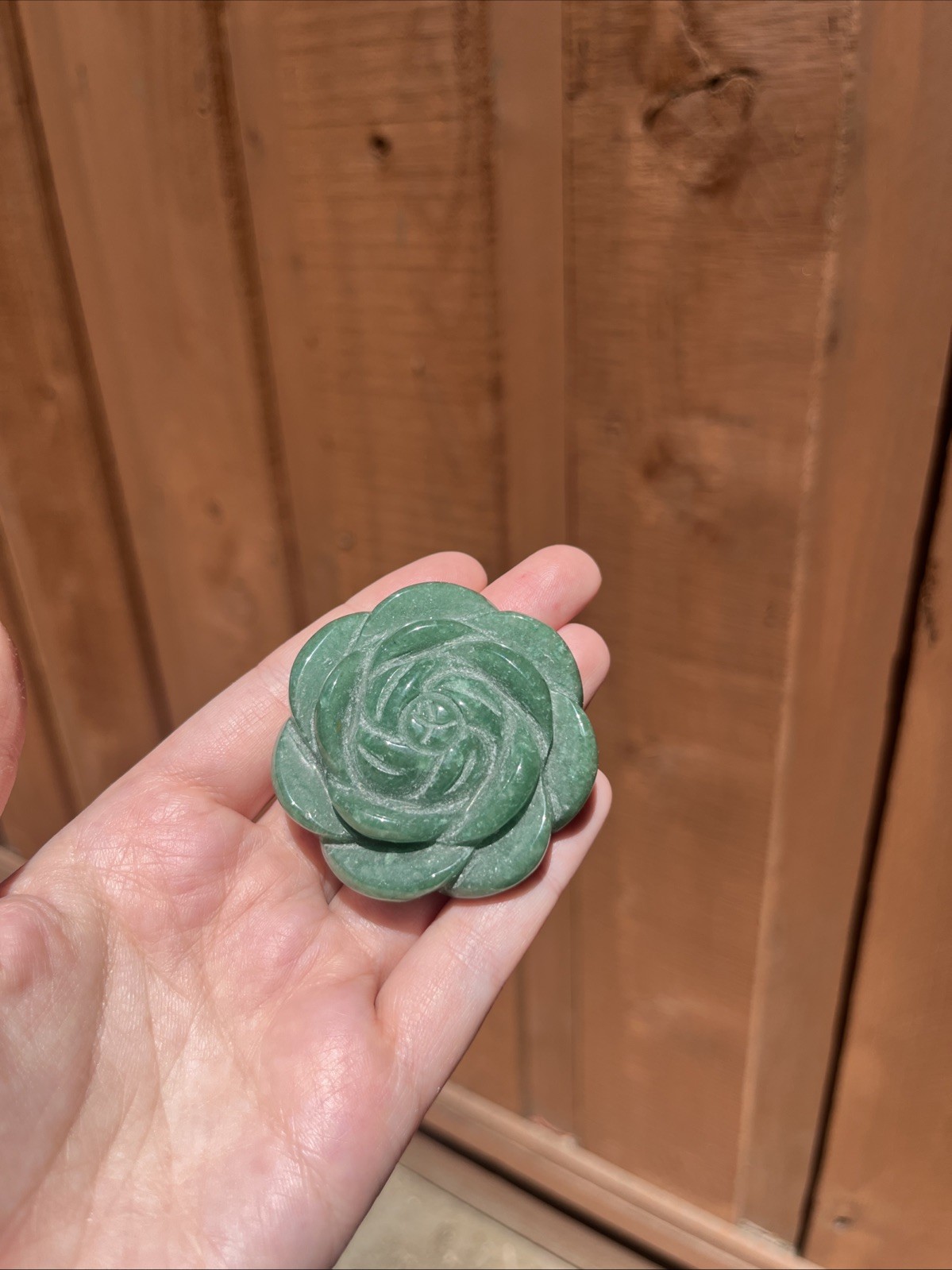 Crystal Aventurine Palm Stone Gemstone Flower Rose Carving
