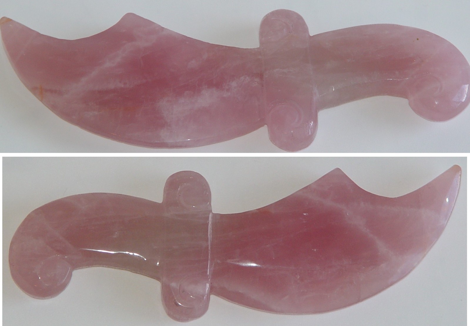 Large Rose Quartz Knife Dagger 7.75” Carved Crystal Sword 304g Polished Healing