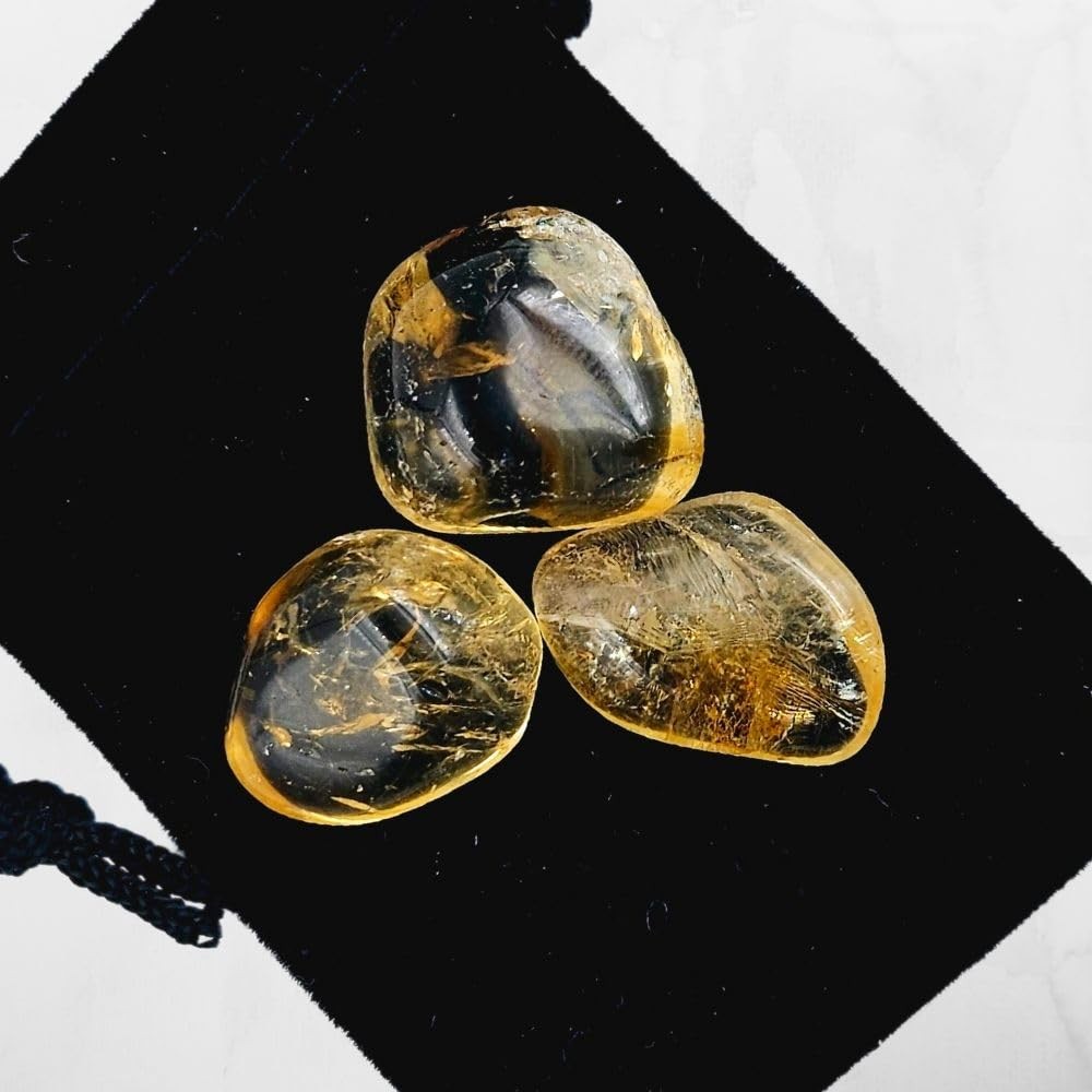 ZATNY Natural Tumbled Citrine Crystal Stones 3 Pieces 0.5”1” Gemstone for …