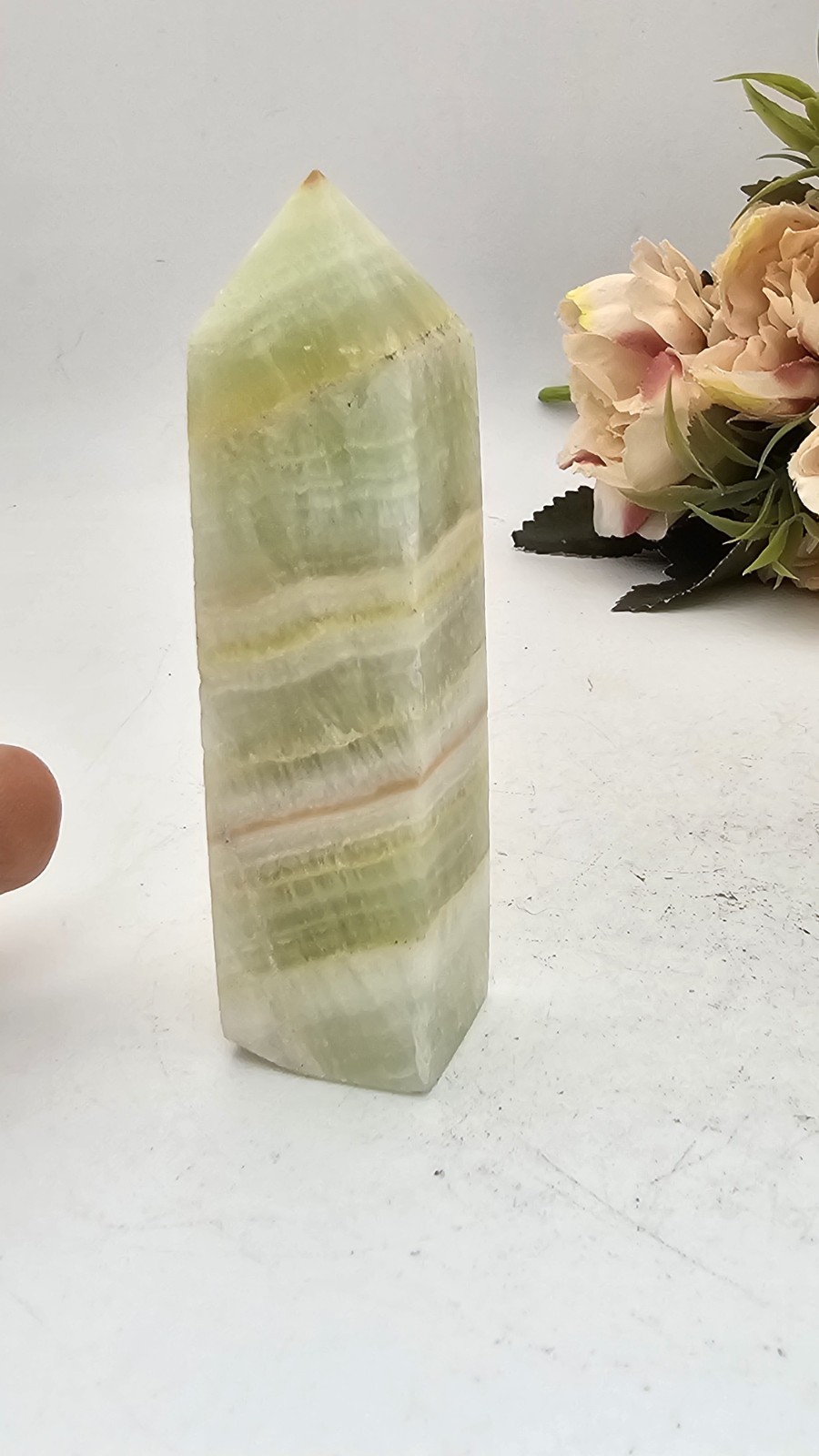 ✨️SALE✨️ crystal Pistachio Calcite Ice Point 78g 7.9cm Aqua Blue Pakistan