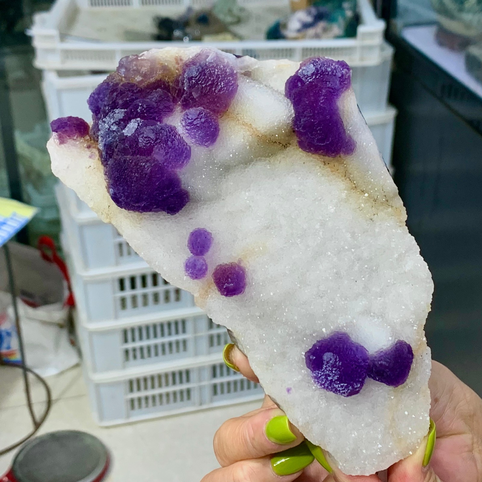 1.68LB Natural Purple fluorite spherical mineral crystal sample/Chengde, Hebei