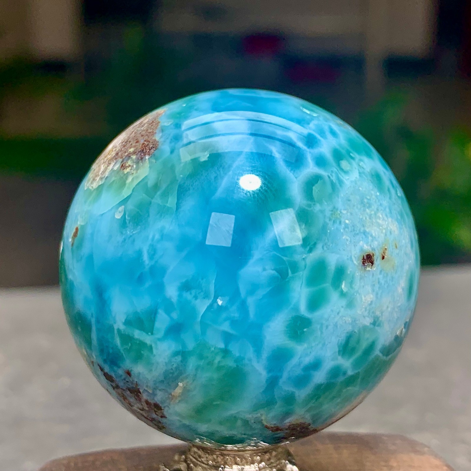 106G Natural larimar Gorgeous rough Crystal Sphere Ball Healing