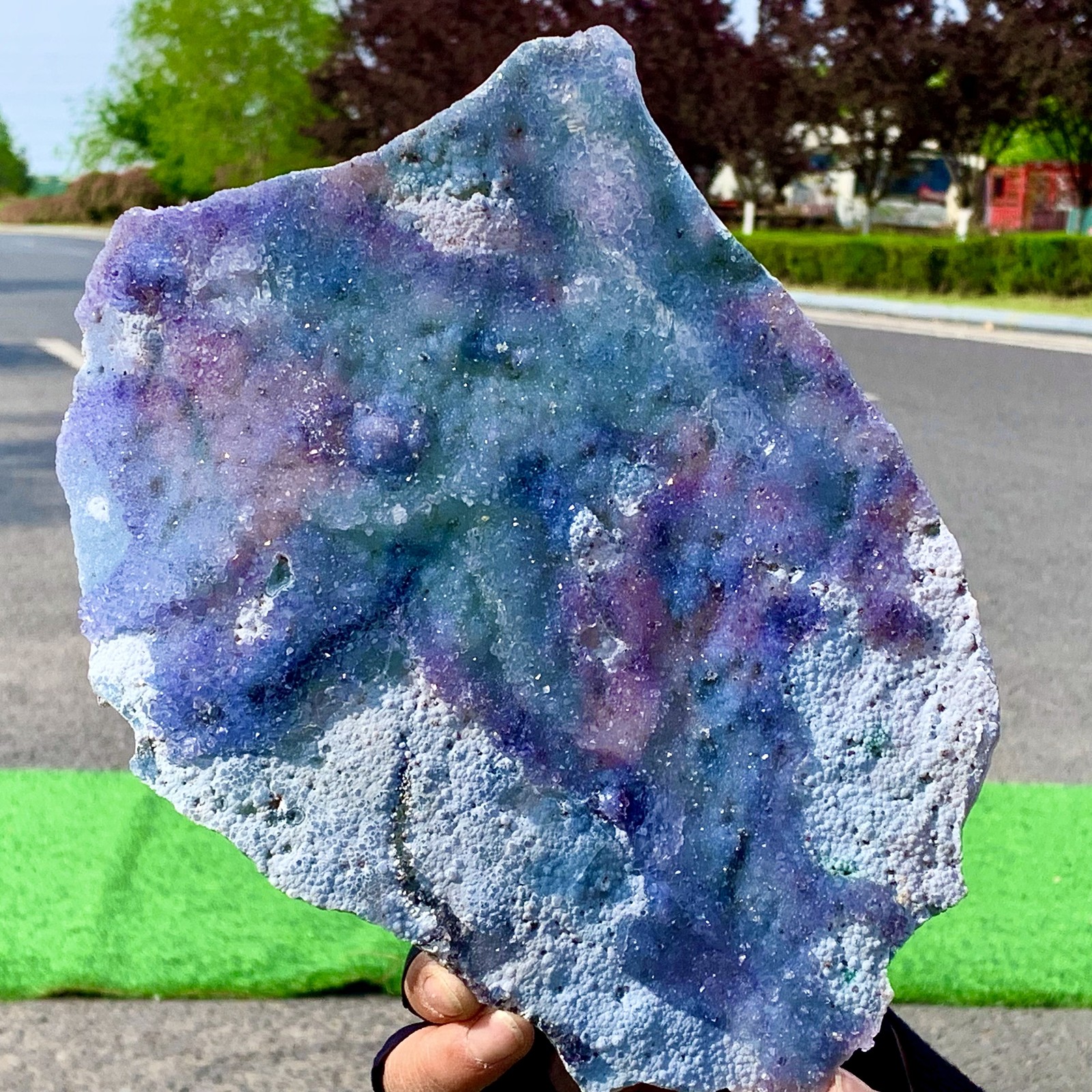 400G Natural Vision Amethyst quartz cluster crystal druzy mineral specimen