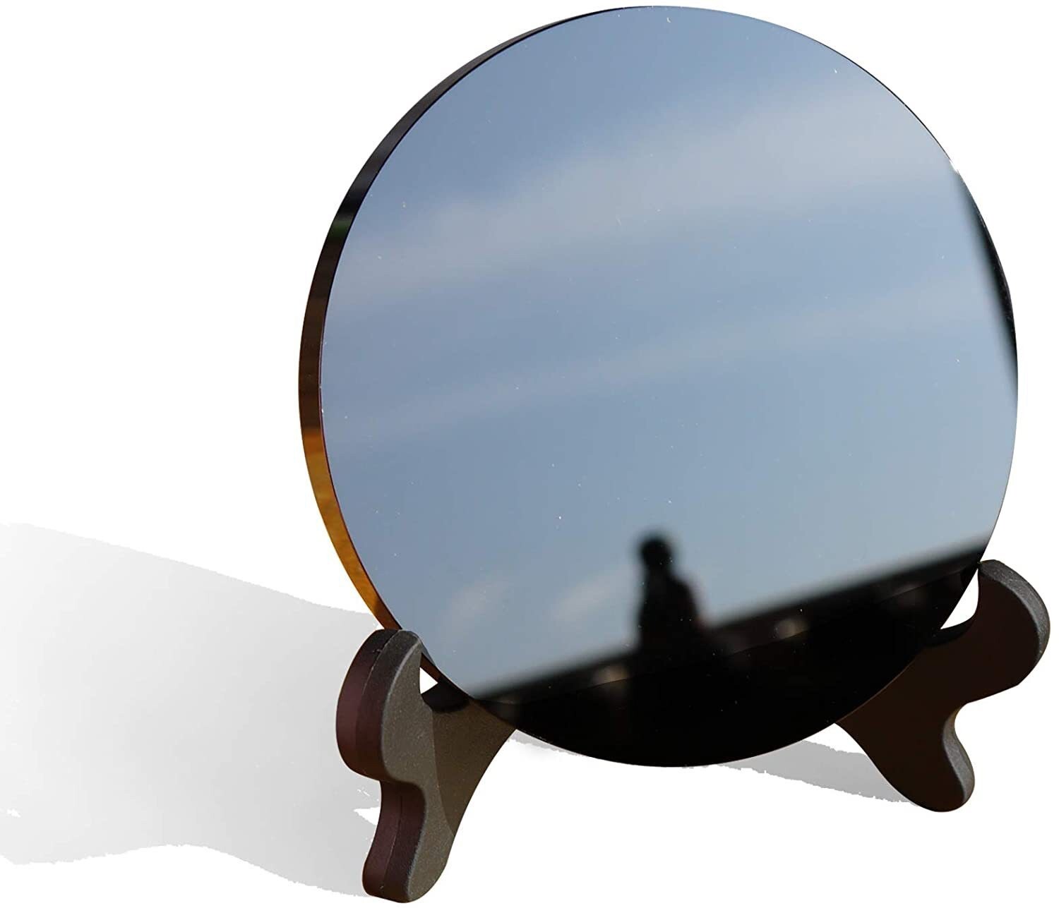 Natural Black Obsidian Mirror, Scrying Mirror, Healing Crystal, With wood Stand
