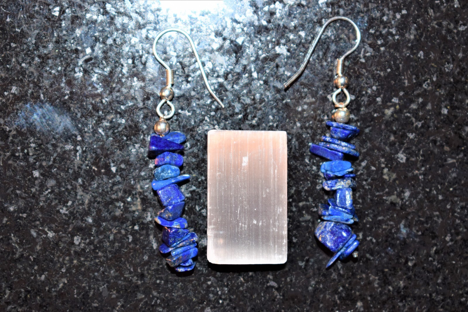 CHARGED Lapis Lazuli Designer Crystal Chip Earrings REIKI Energy! ZENERGY GEMS™
