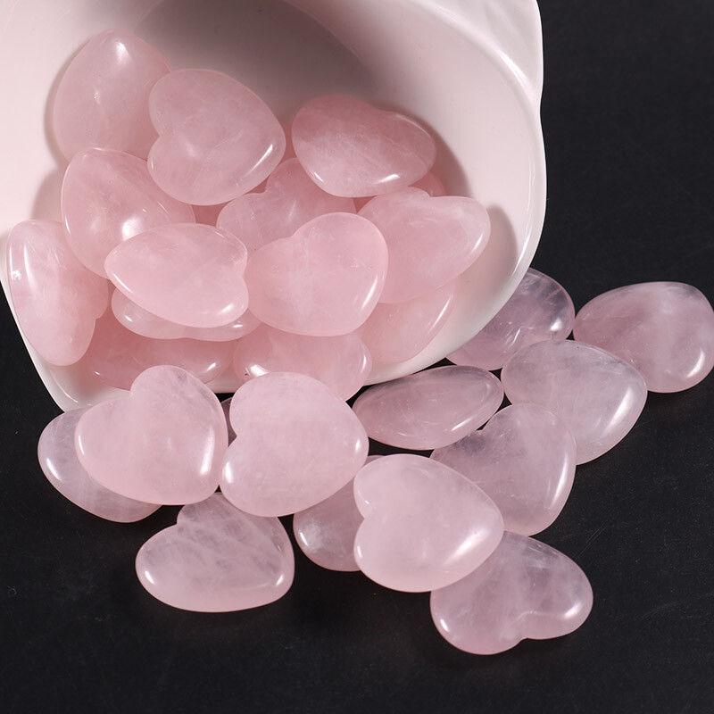 Natural Rose Quartz Healing Gem Stone Small Crystal Stone Heart 20x6mm 30pcs