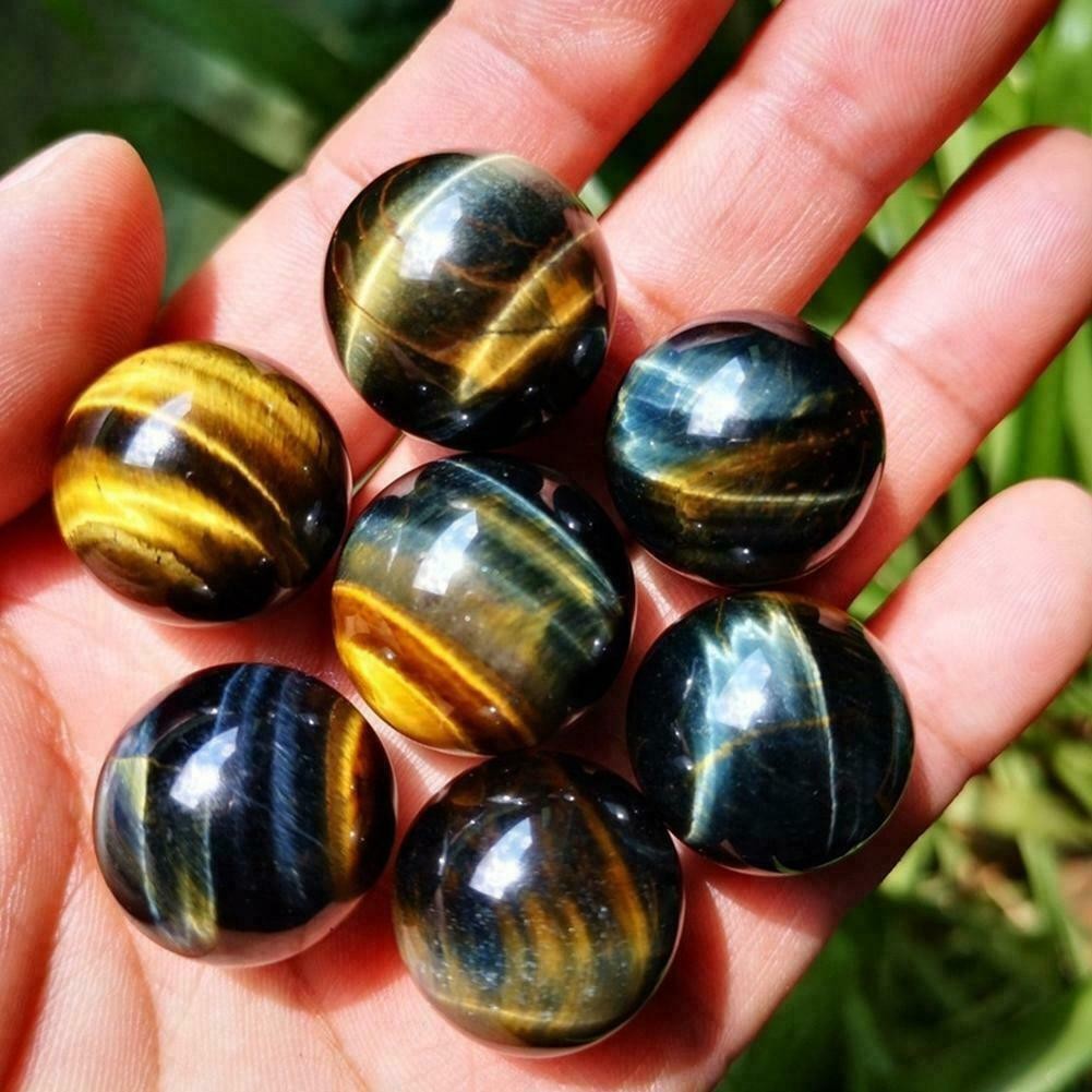 2/4/6X Natural Blue Tiger’s Eye Jasper Quartz Sphere Crystal Ball Healing Decor