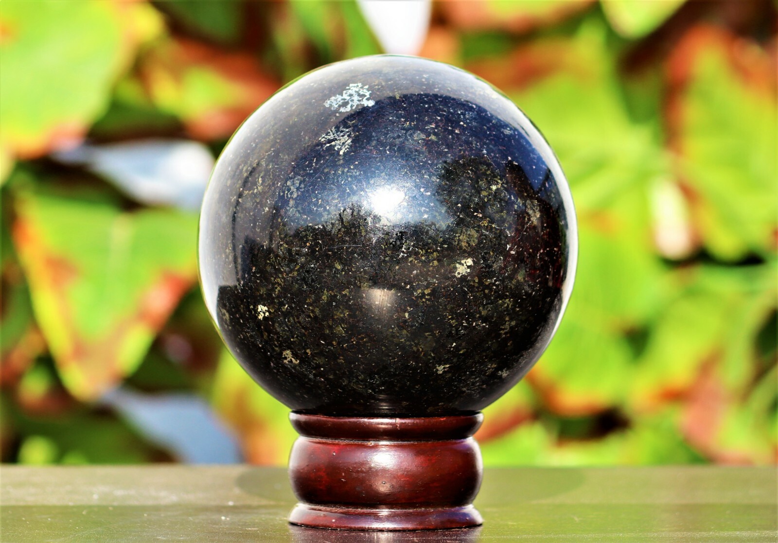 Superb 110MM Black Nuummite Stone Sorcerer’s Stone Healing Metaphysical Sphere