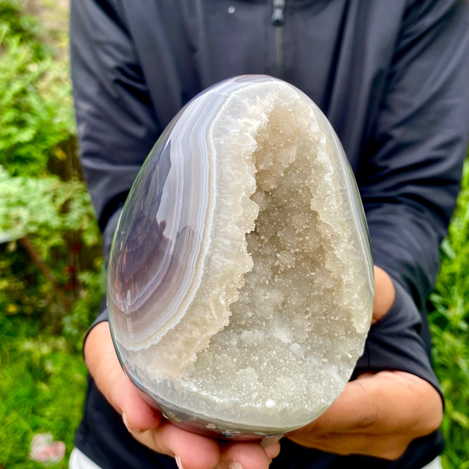1.9LB Premium Natural Agate Geode Egg Polished Gemstone Egg Healing Mineral Disp