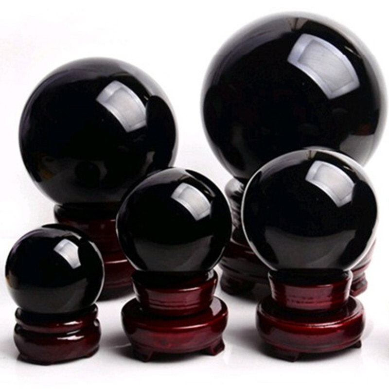 Black Obsidian Ball with Stand Dia.1.4-2.4” Divination Ball Crystal Shpere