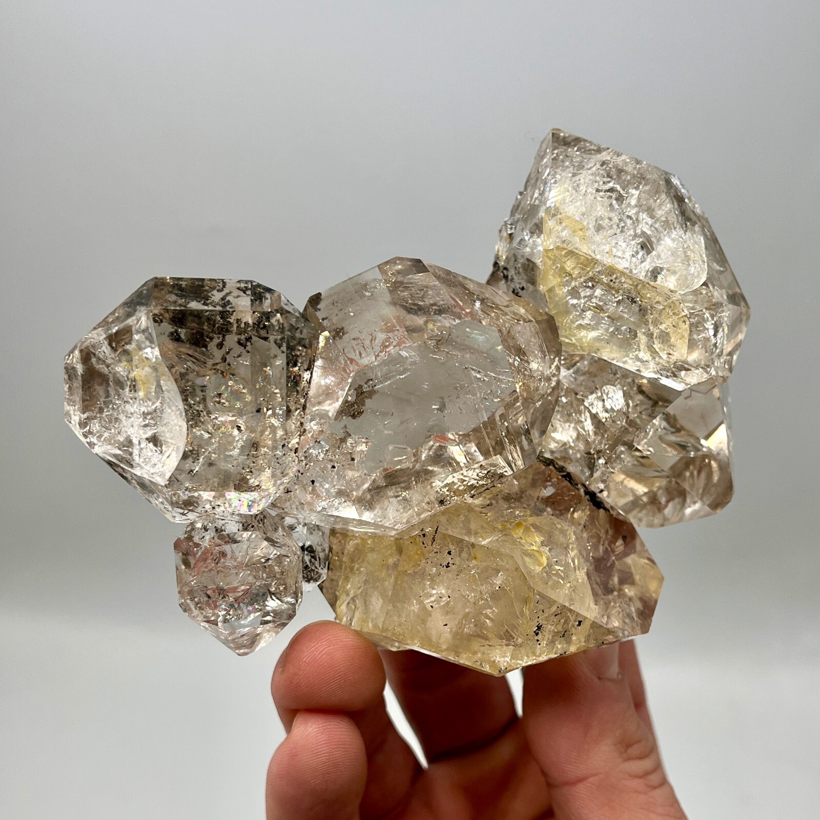 378 g Herkimer Diamond Gem Cluster w/ Huge Rainbows, A+ Clarity, Gorgeous Inclus