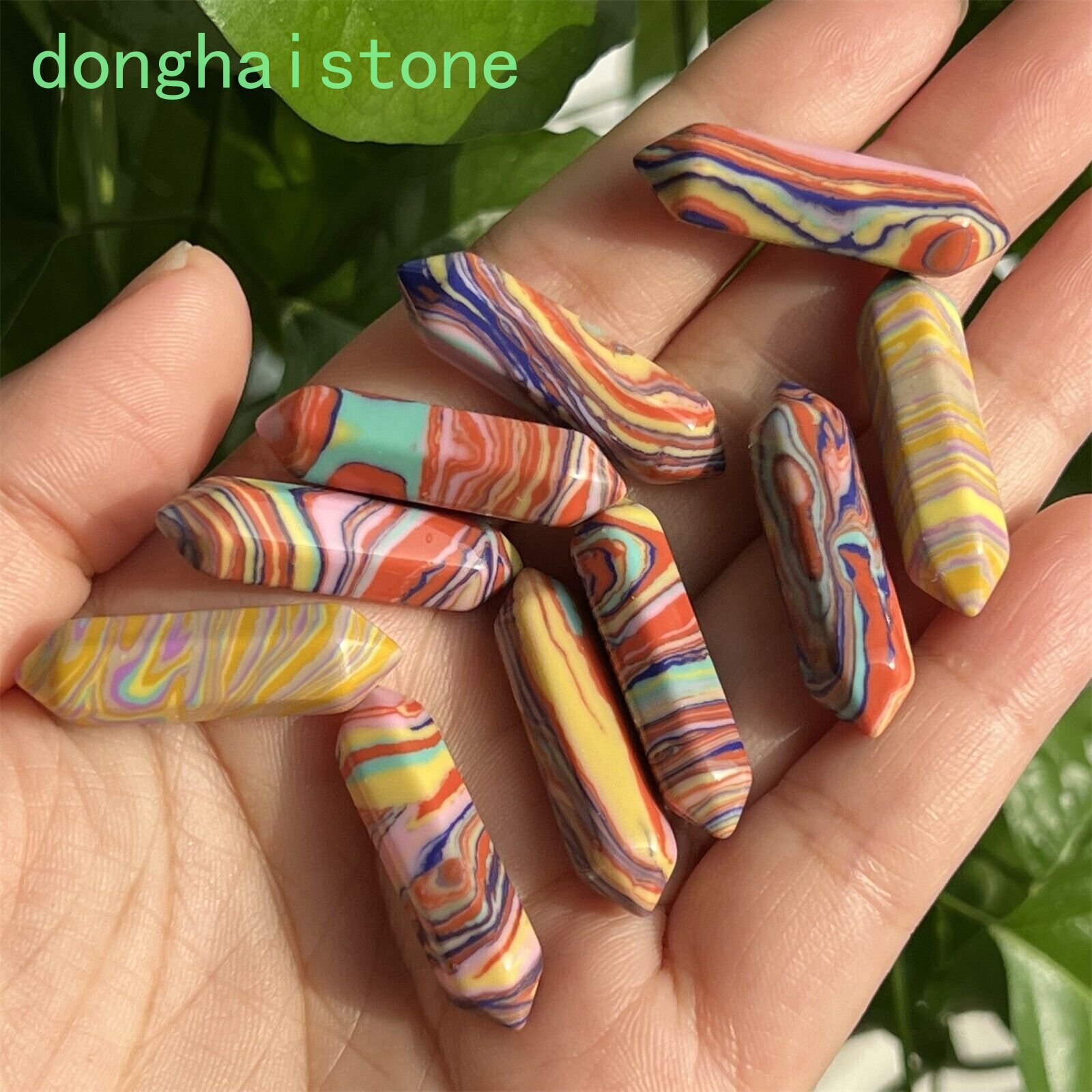 10pcs Synthetic Rainbow tophus obelisk pendant wand double point reiki healing