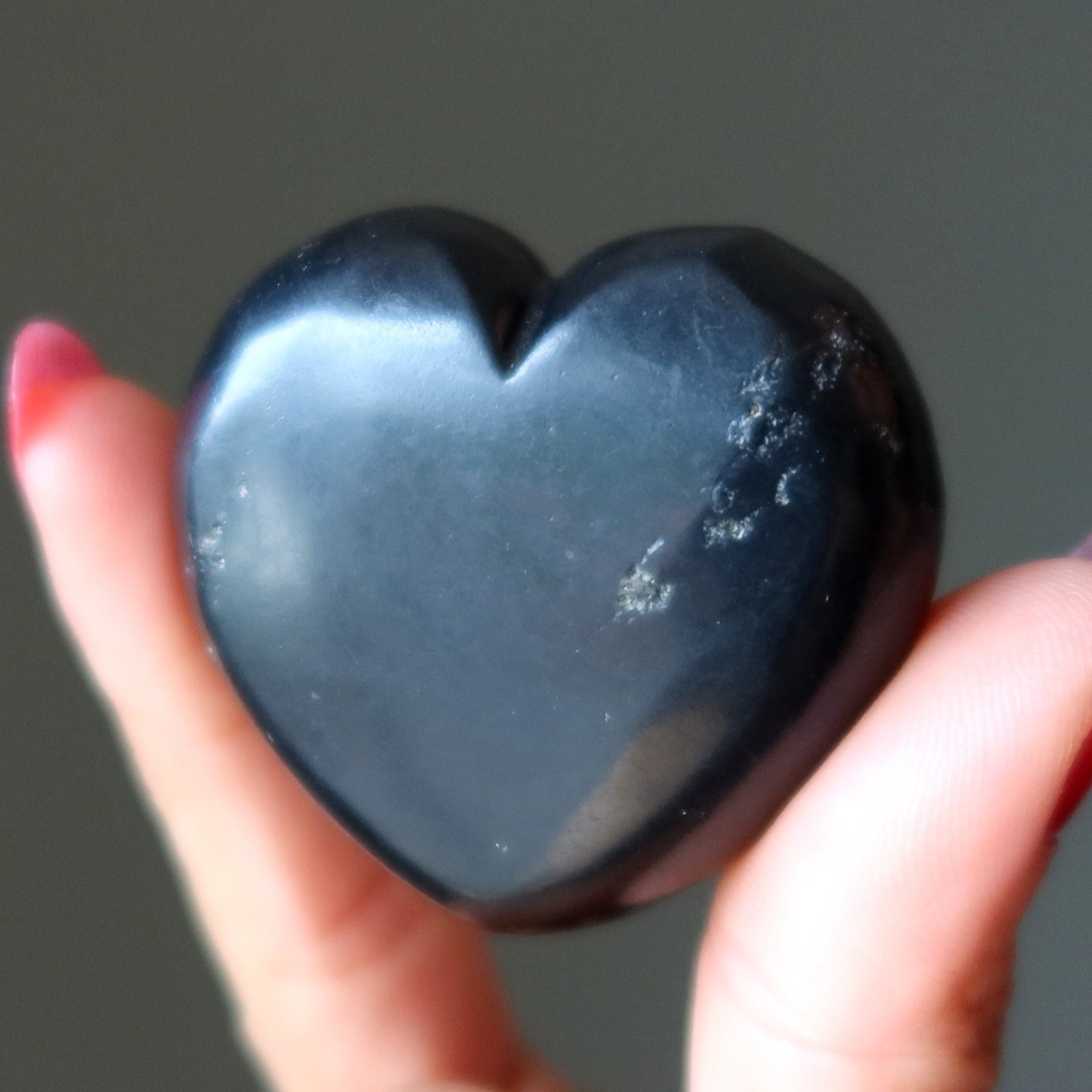Shungite Heart Stone Love Protection Crystal Natural Black Polished Gemstone