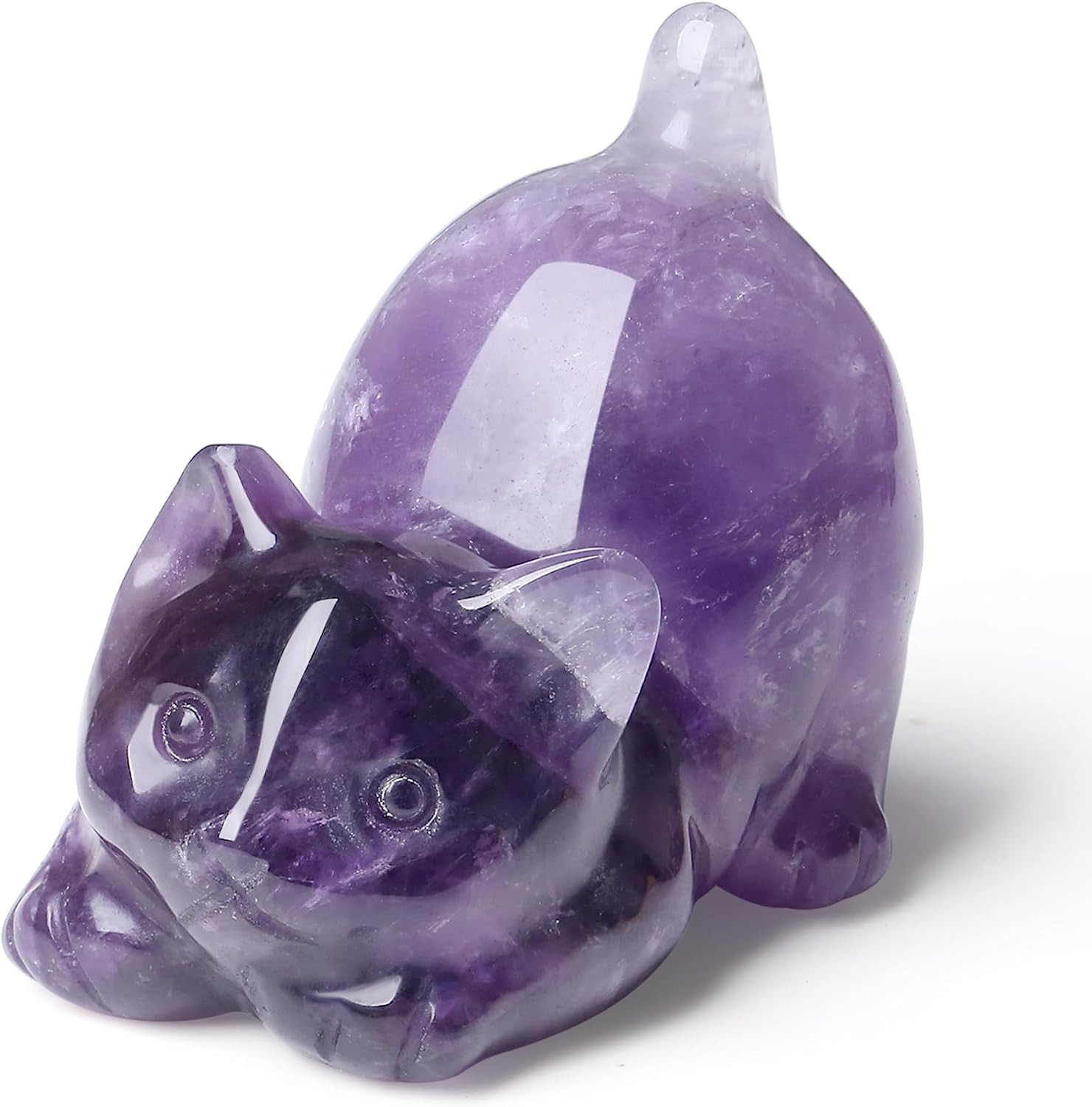 Amethyst Cat Figurine Statue – Healing Crystal Desk Decor for Cat Lovers