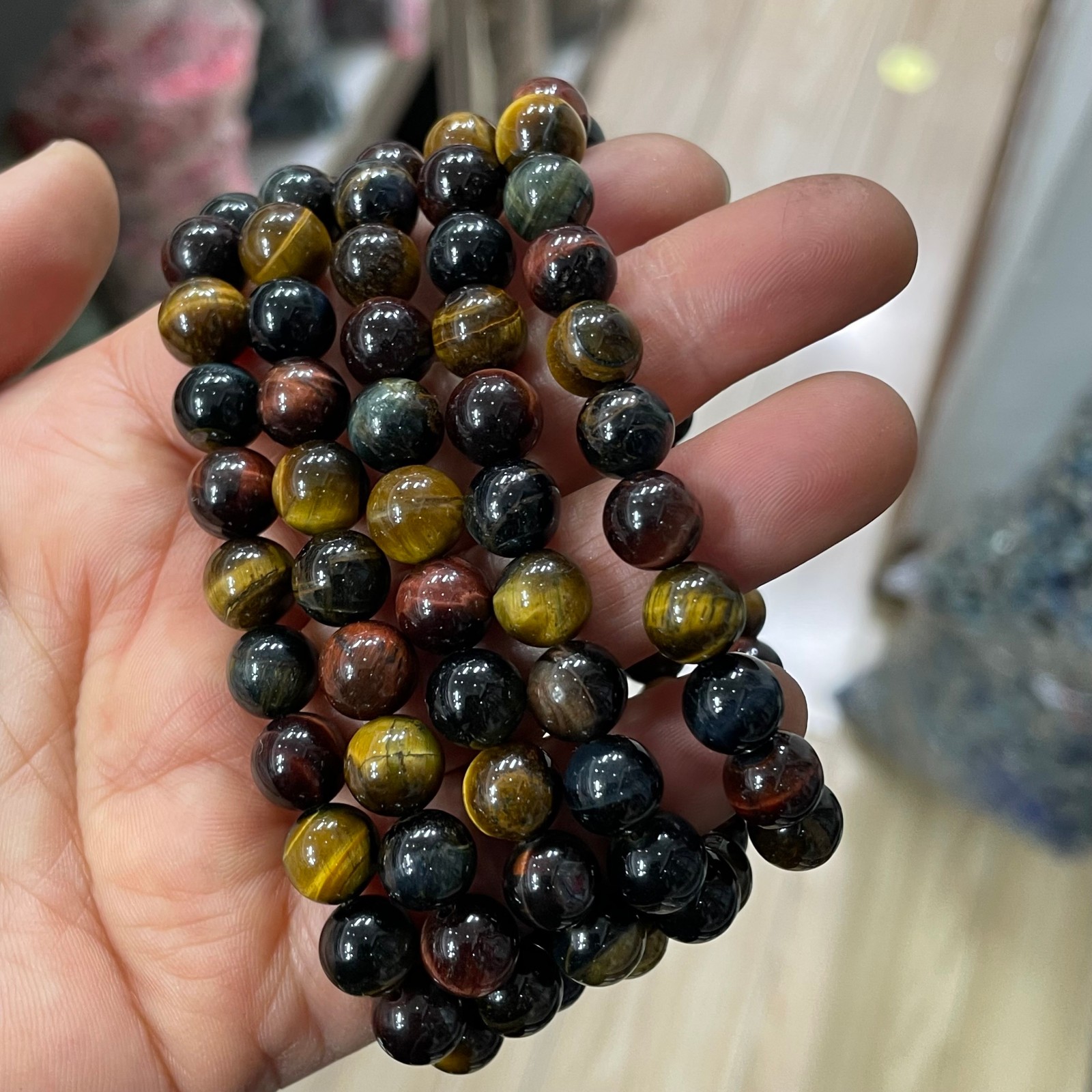 5pc 8mm Natural tiger-eye Bead Bracelet Reiki Crystal Quartz Healing Decorate