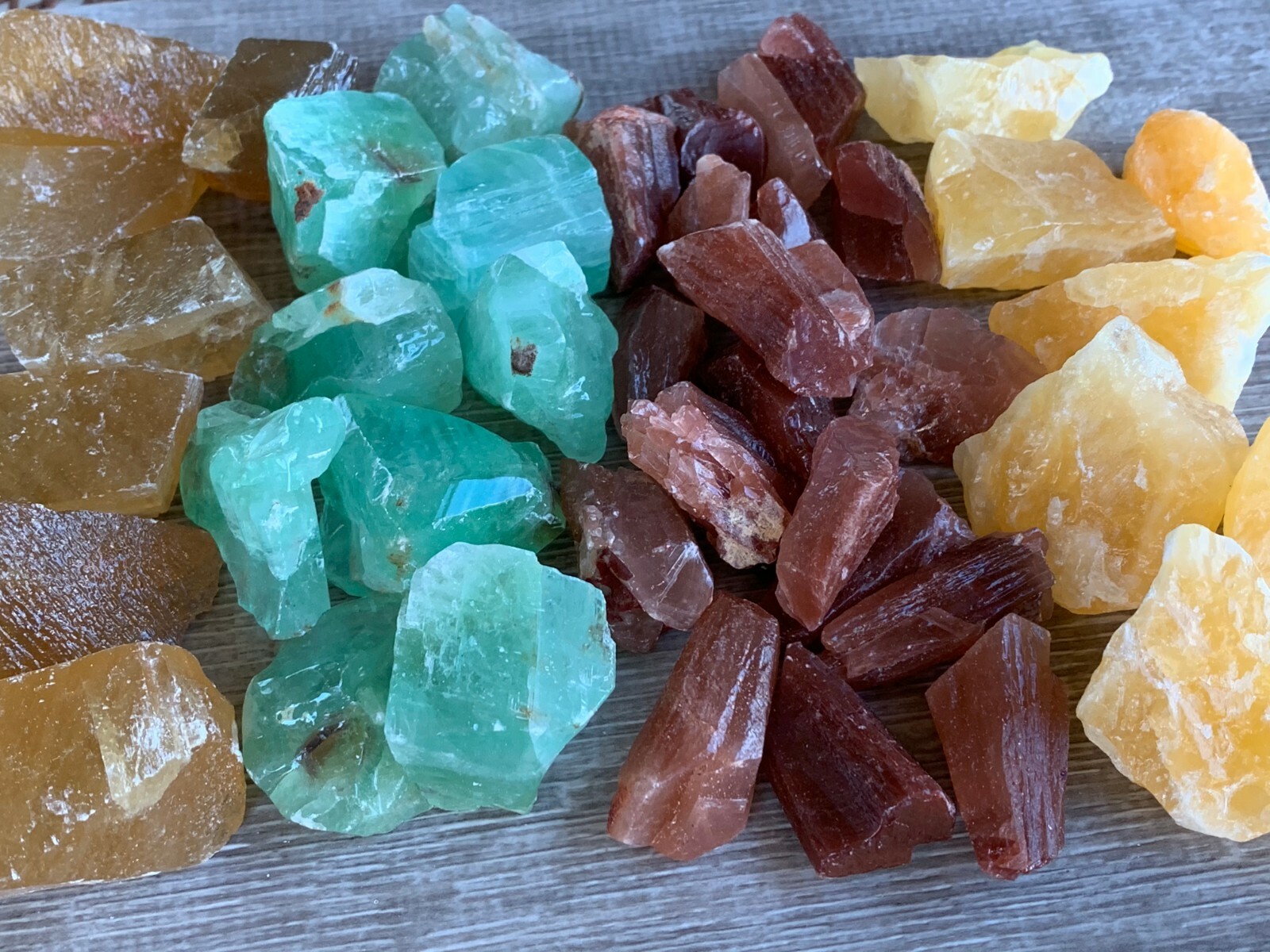 1/2 lb Calcite Rough -Bule, Green, Orange, Citrine, Red, Pink Calcite Crystals