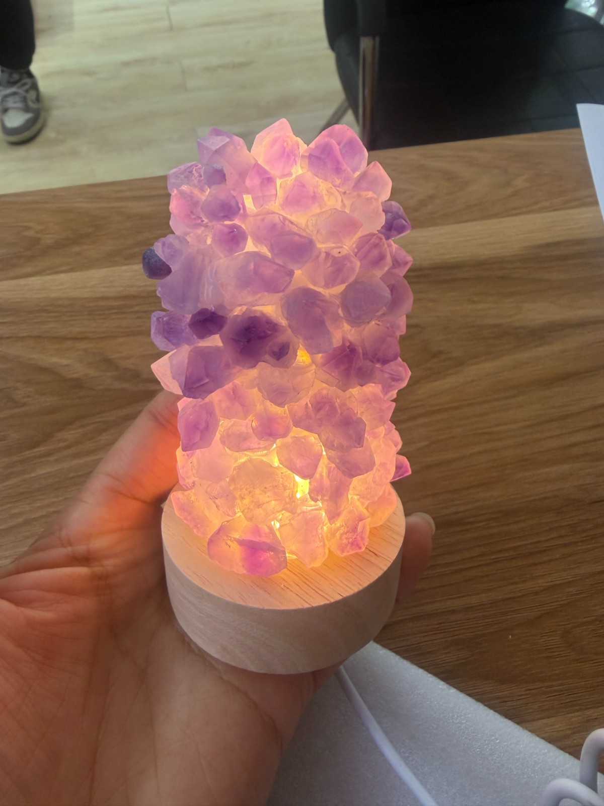 1pc natural amethys Crushed stone Quartz Crystal DIY USB Night lamp energy