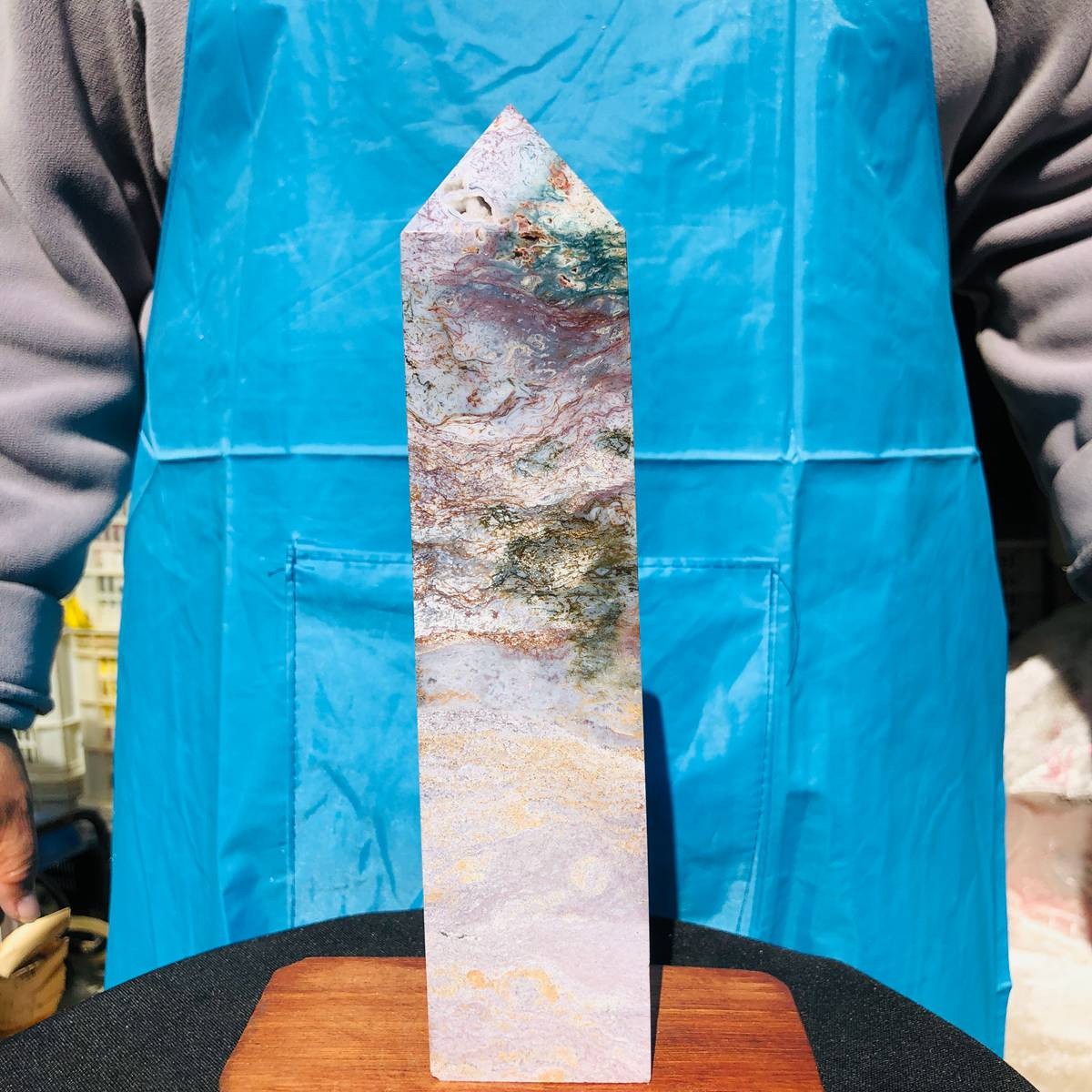 3 pieces 5.3LB Natural Aquatic Agate Crystal Pillar Quartz obelisk Healing 2695