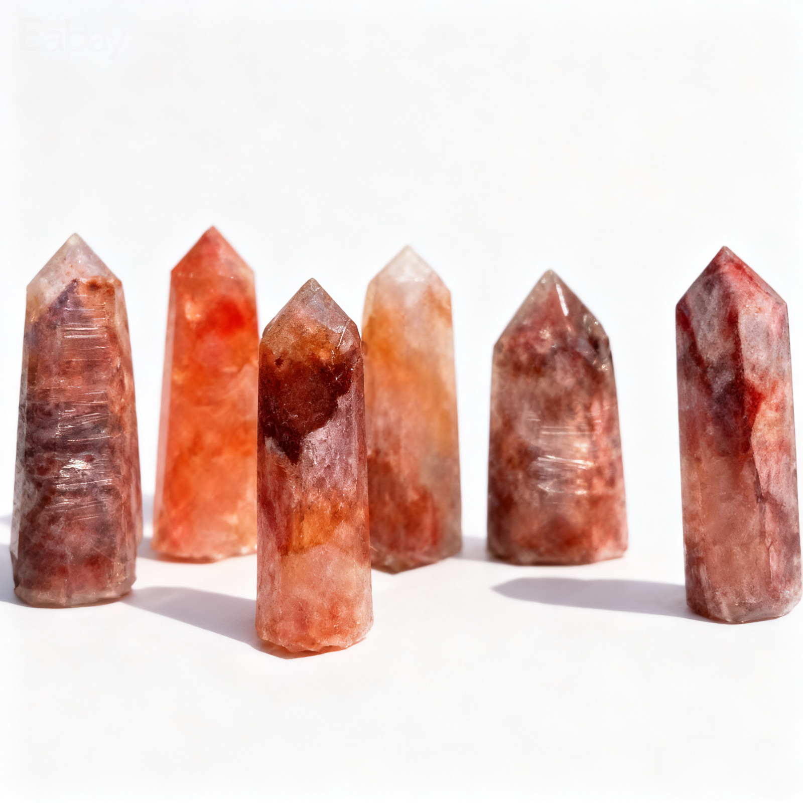 Natural Fire Quartz Tower Points, Crystal Healing Obelisk Wand, Spiritual Gift