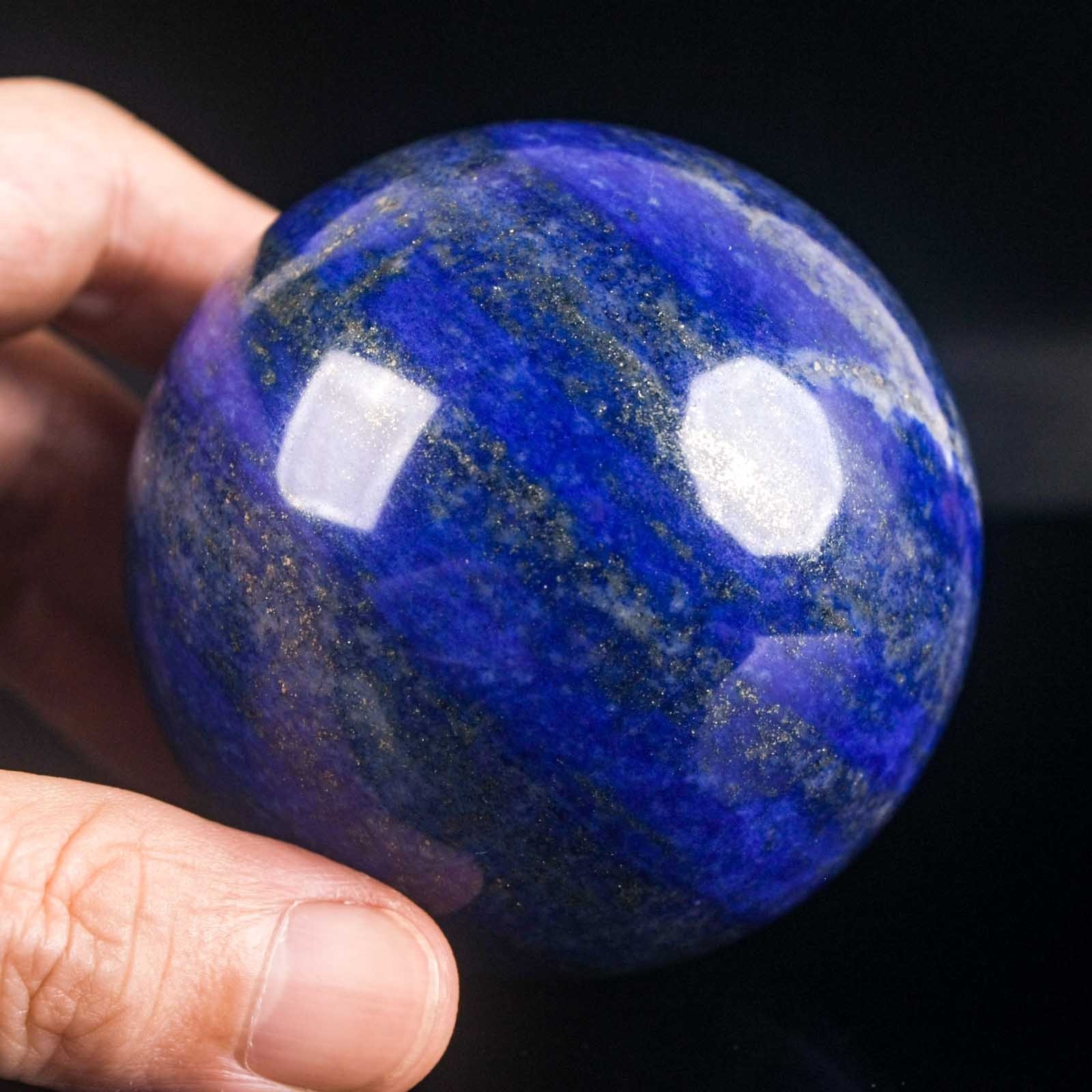 2.6″ 1.0LBS Lapis Lazuli Sphere Natural Royal Blue Gold Pyrite Crystal Ball Gift