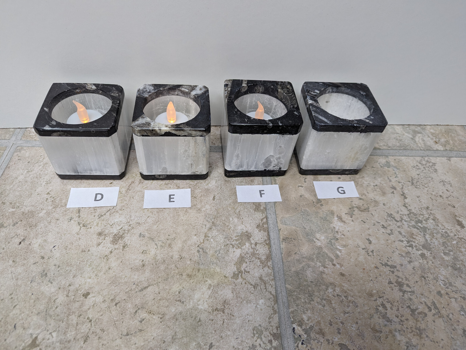 Orthoceras Fossils & Selenite Candle Holders- See Descrip@ Below Wholesale Costs