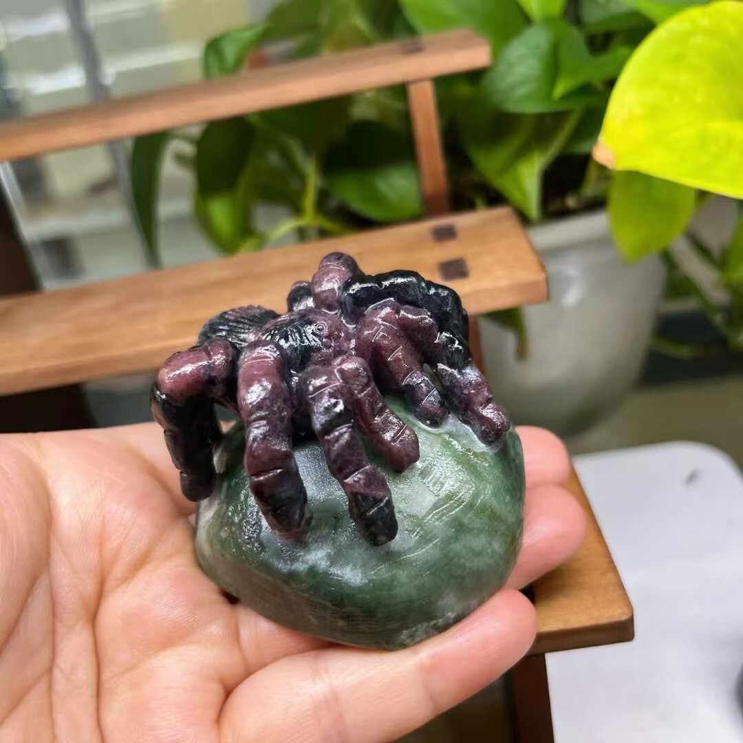 1pc Natural Mixed Quartz Carved Spider skull Crystal Reiki Healing Gem Gift