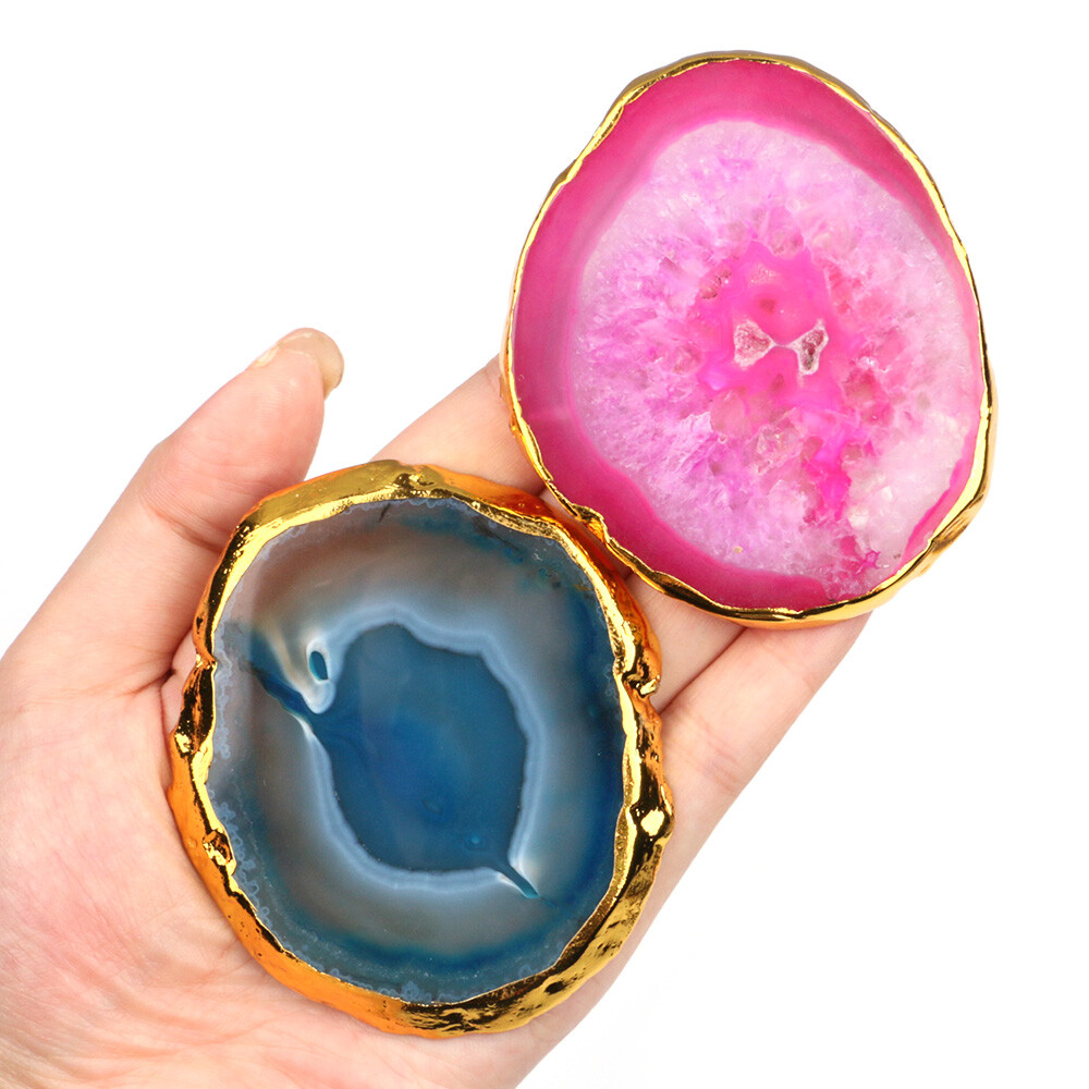 1x Natural Agate Geode Slices Druzy Crystal Coasters Cup Mat Pad Home Decor Gift