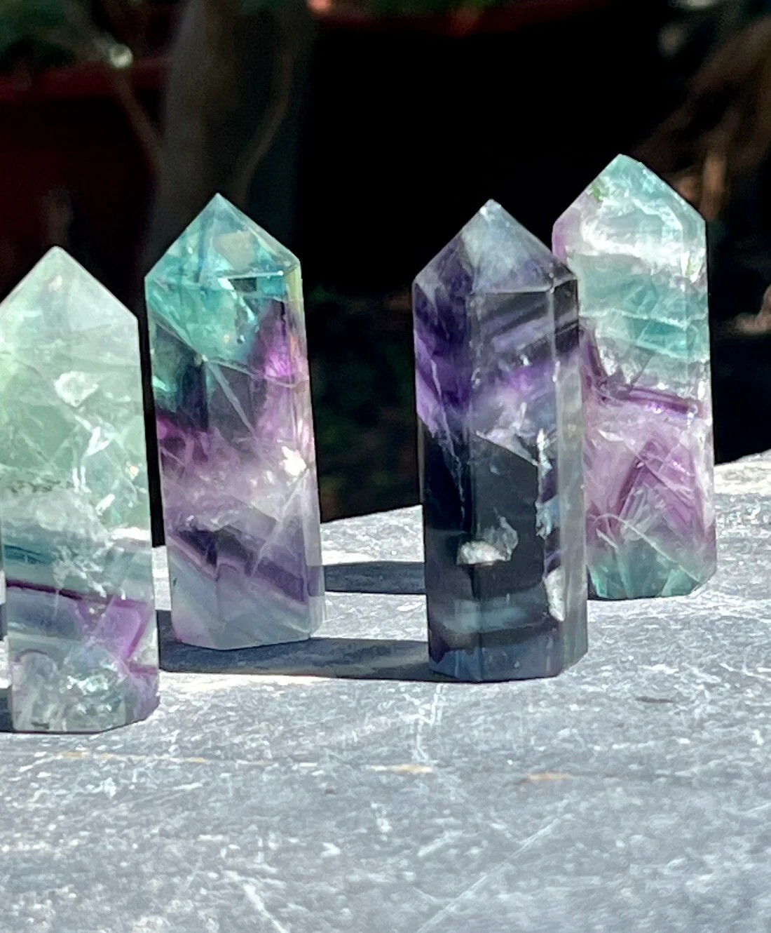 3” Rainbow Fluorite Point Obelisk Natural Crystal Gemstone Tower HomeDecor Gift
