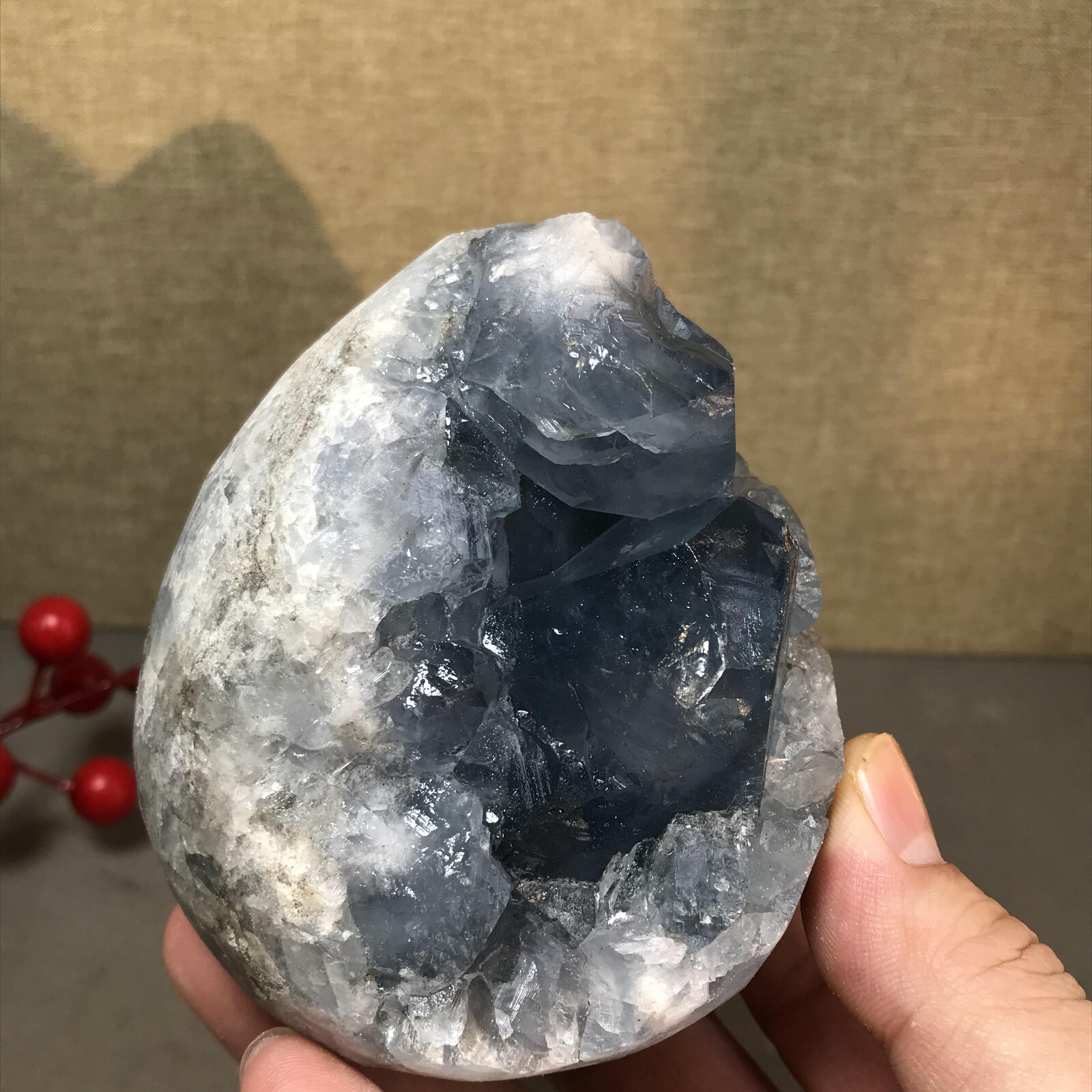 1.08kg Natural Raw Blue Celestite Crystal Quartz Cluster Geode Specimen A4512
