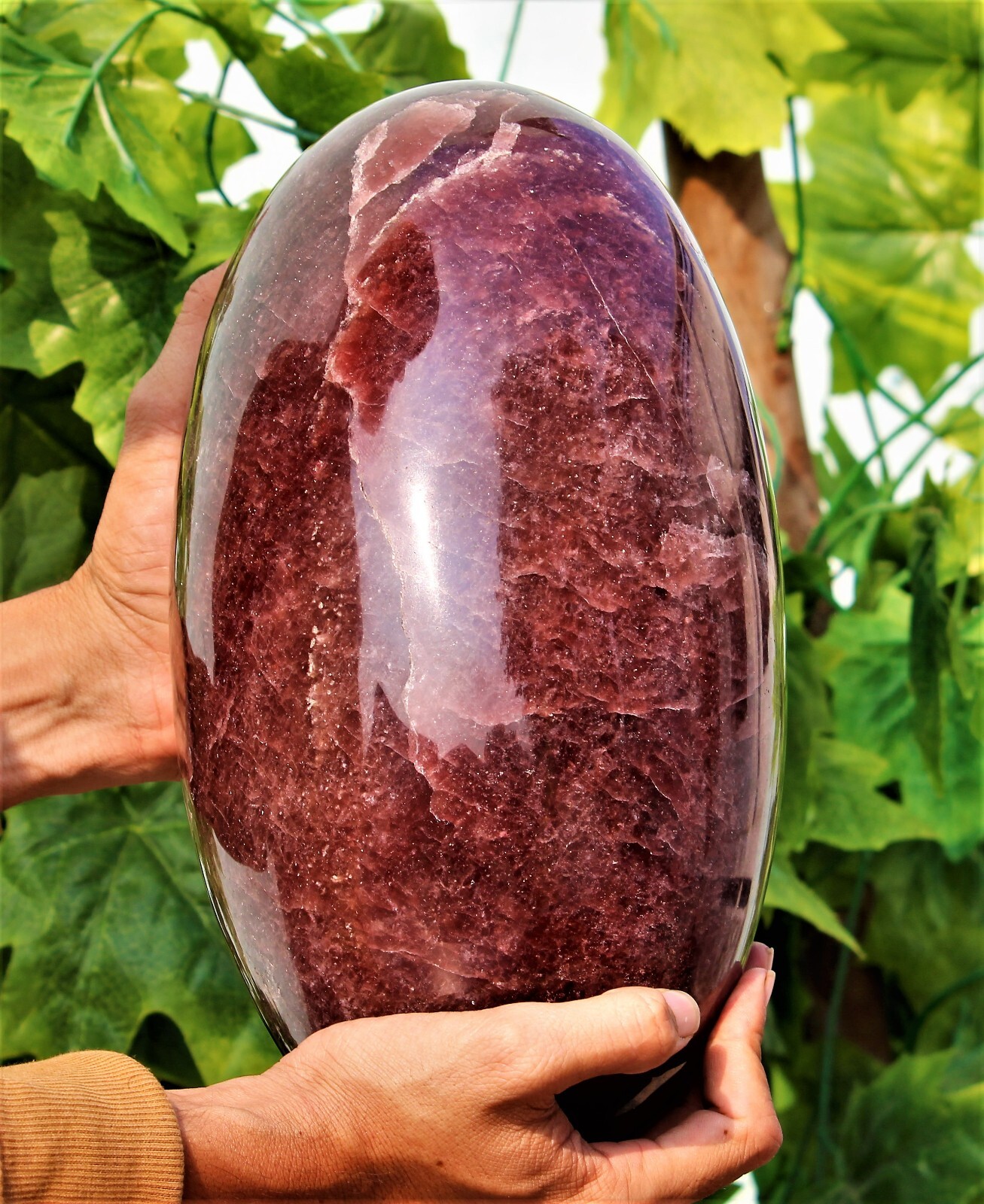 XL 29cm Red Strawberry Quartz Crystal Healing Chakra Stone Decor Lingam Specimen