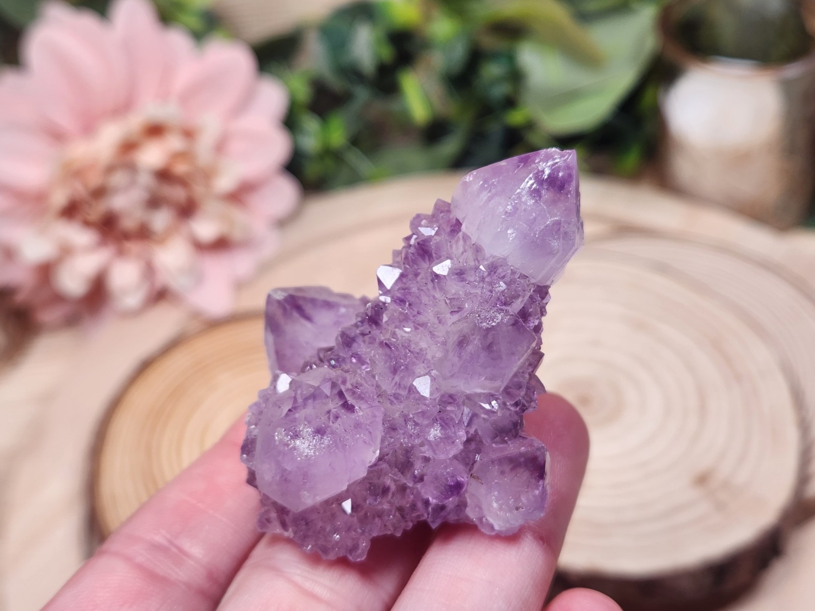58g Deep Purple Spirit Quartz Cluster | Multiple Points | Cactus Quartz 2″ Z5